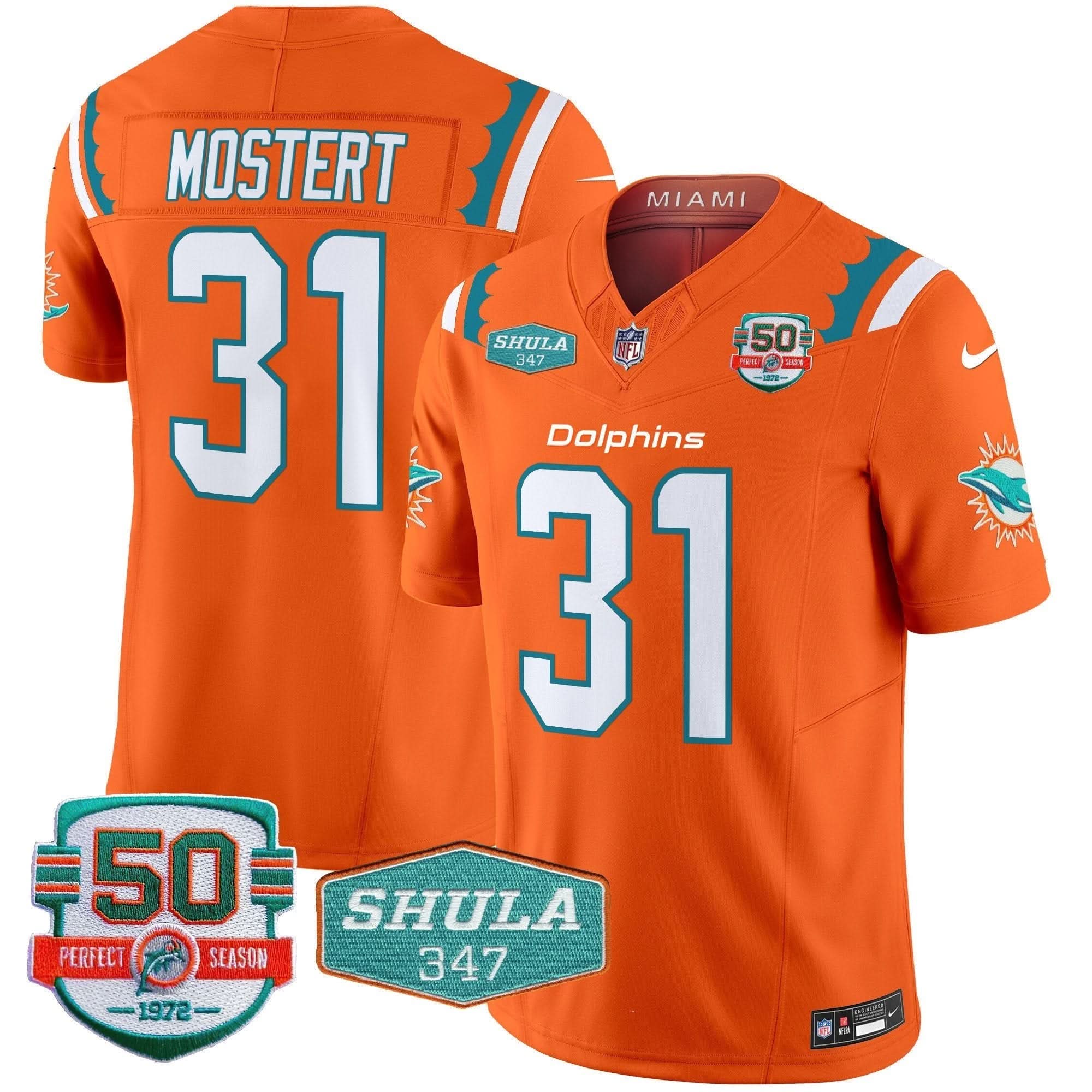 MIA 50th & Don Shula 347 Memorial Patch Vapor Limited Jersey