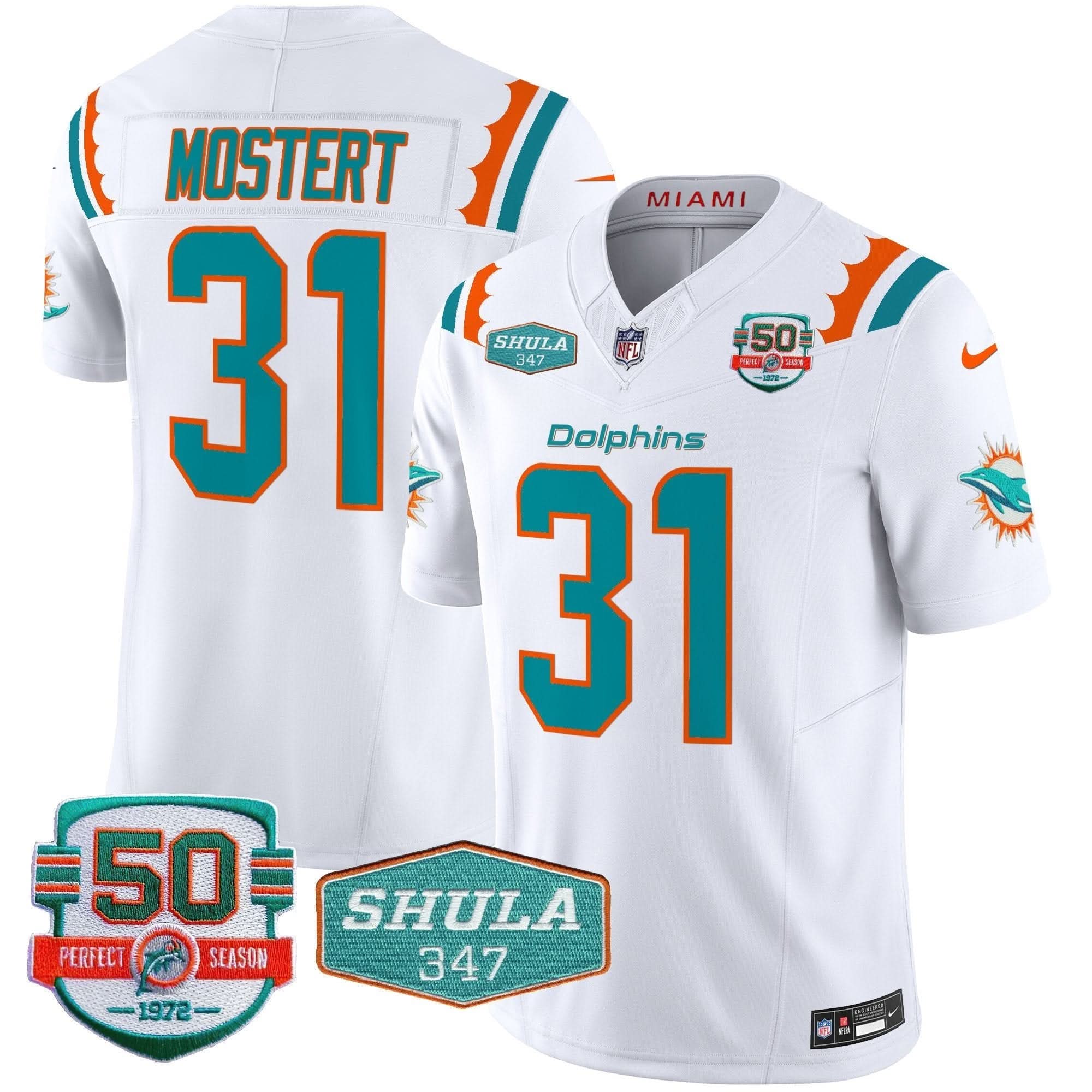 MIA 50th & Don Shula 347 Memorial Patch Vapor Limited Jersey