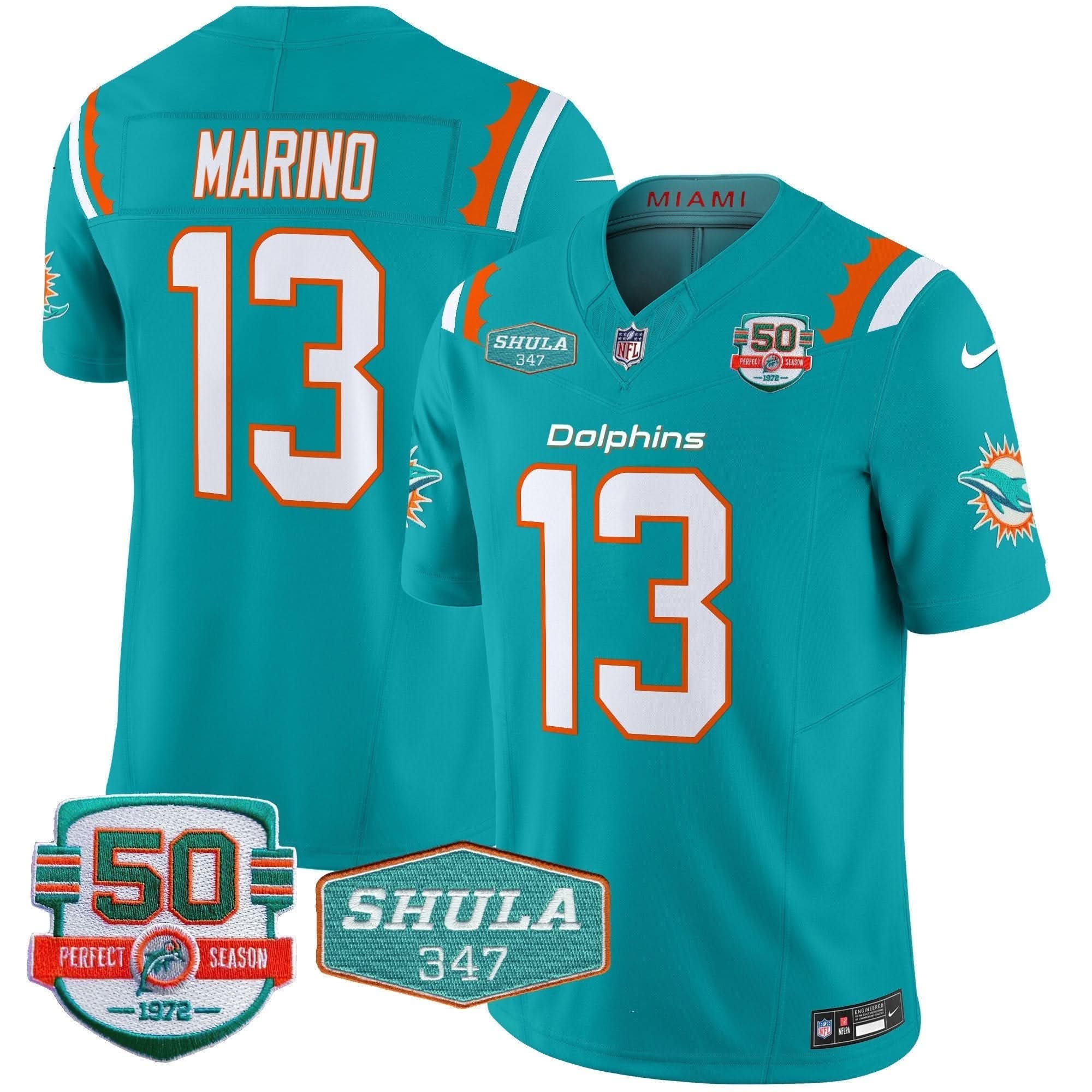 MIA 50th & Don Shula 347 Memorial Patch Vapor Limited Jersey