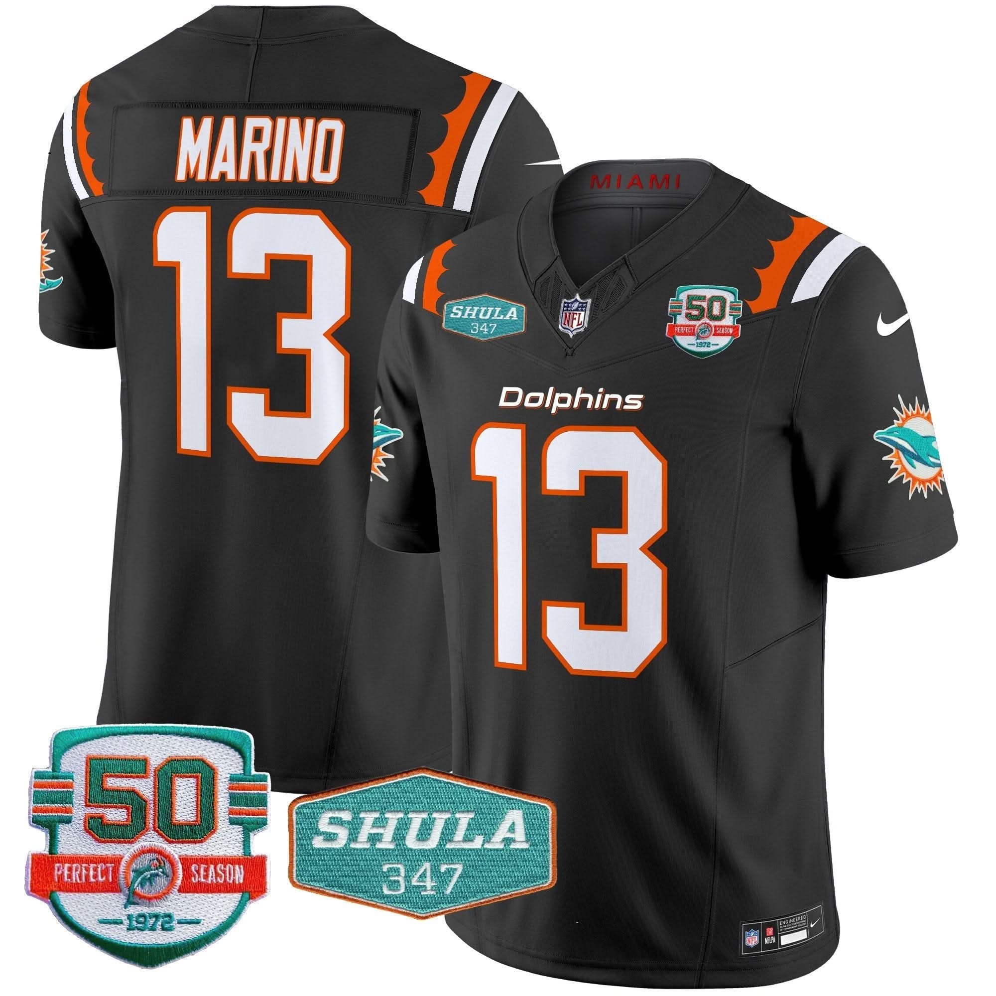 MIA 50th & Don Shula 347 Memorial Patch Vapor Limited Jersey