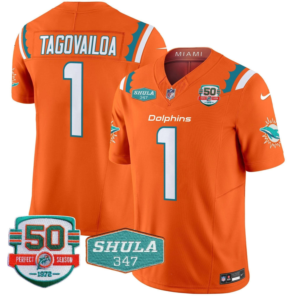 MIA 50th & Don Shula 347 Memorial Patch Vapor Limited Jersey