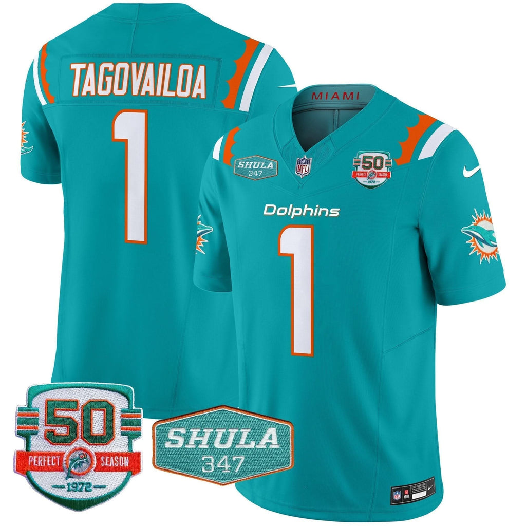 MIA 50th & Don Shula 347 Memorial Patch Vapor Limited Jersey