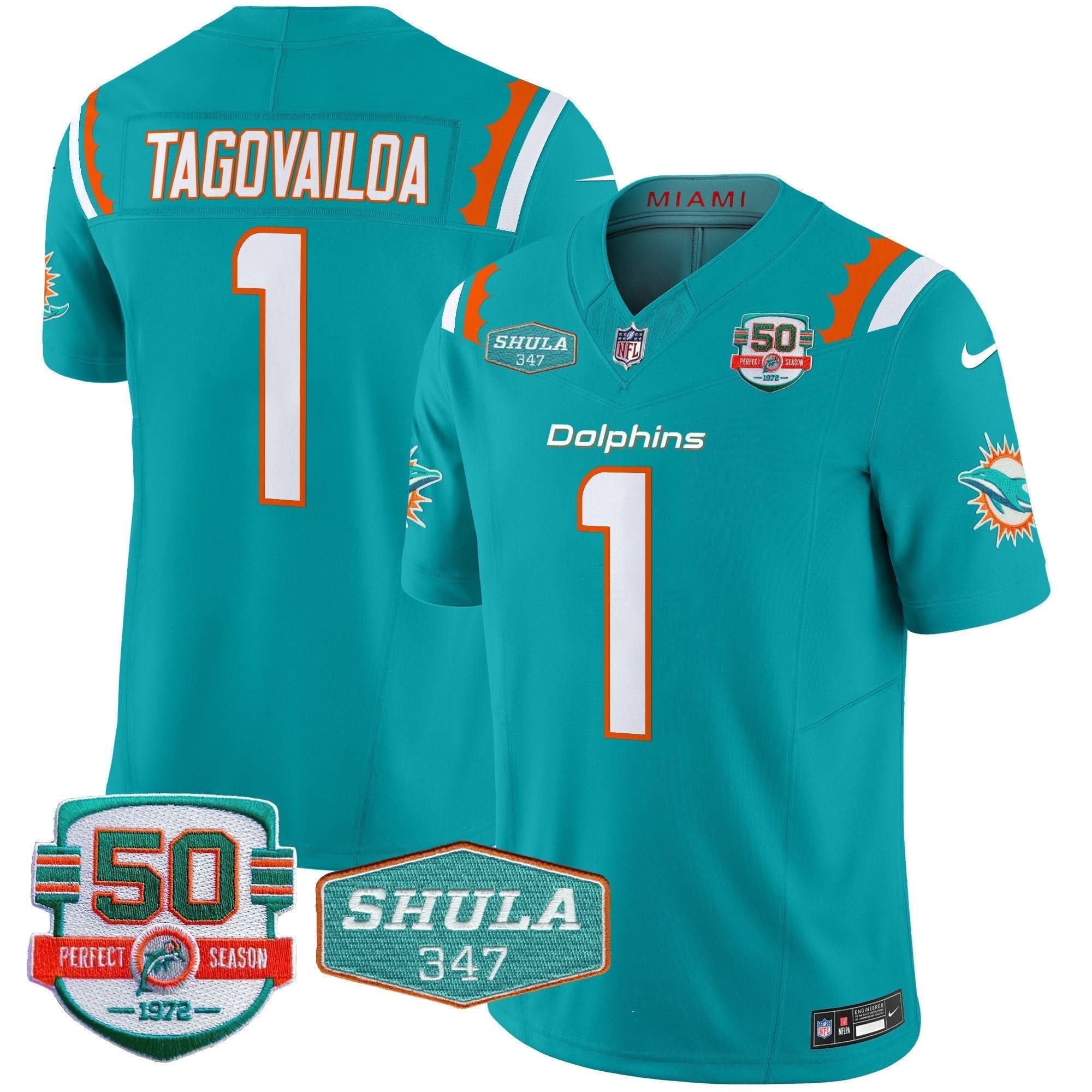 MIA 50th & Don Shula 347 Memorial Patch Vapor Limited Jersey