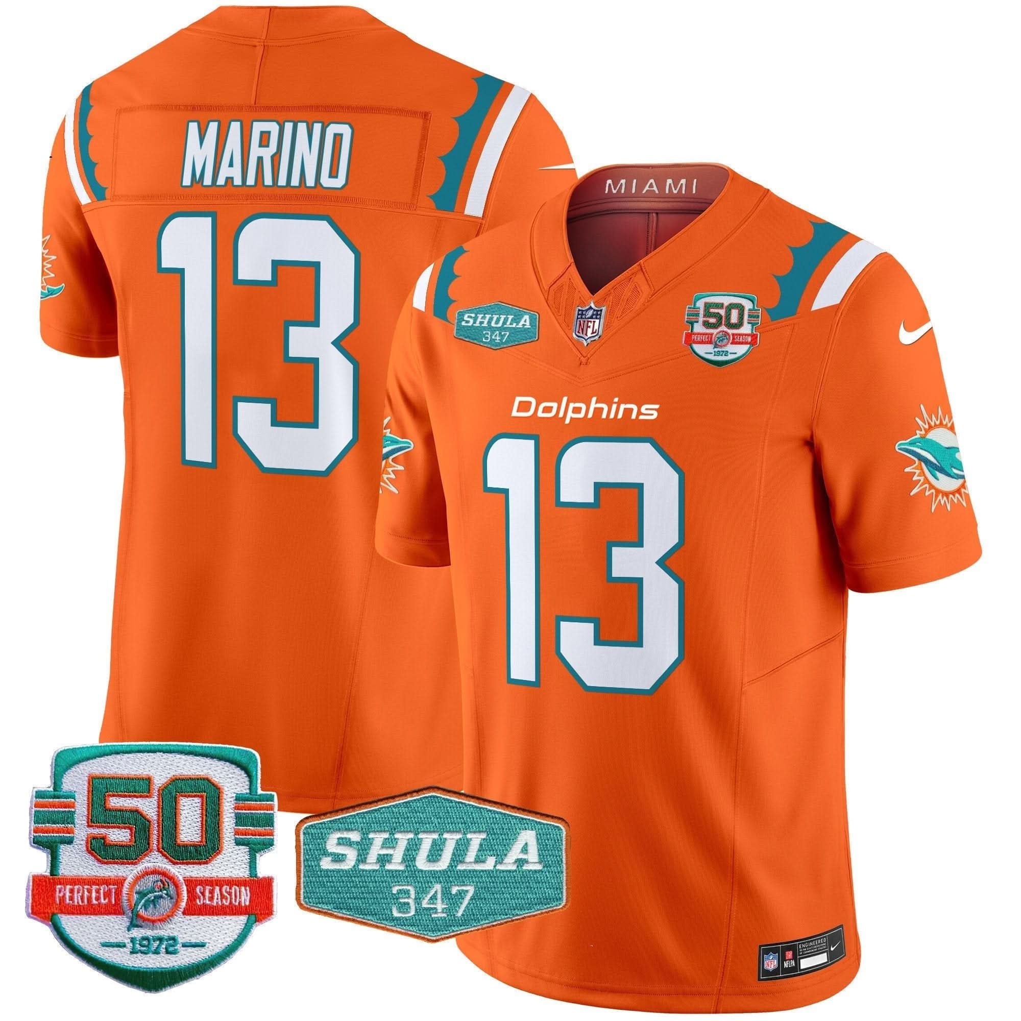 MIA 50th & Don Shula 347 Memorial Patch Vapor Limited Jersey