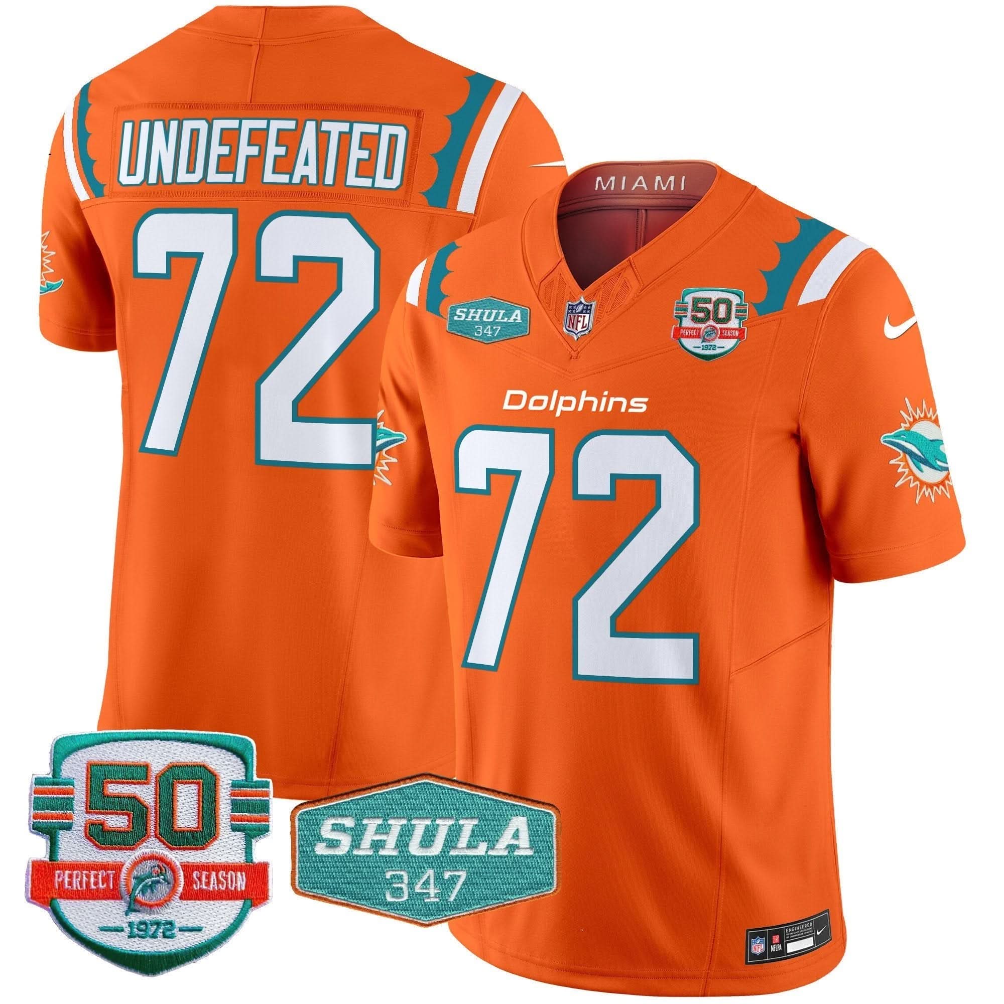 MIA 50th & Don Shula 347 Memorial Patch Vapor Limited Jersey