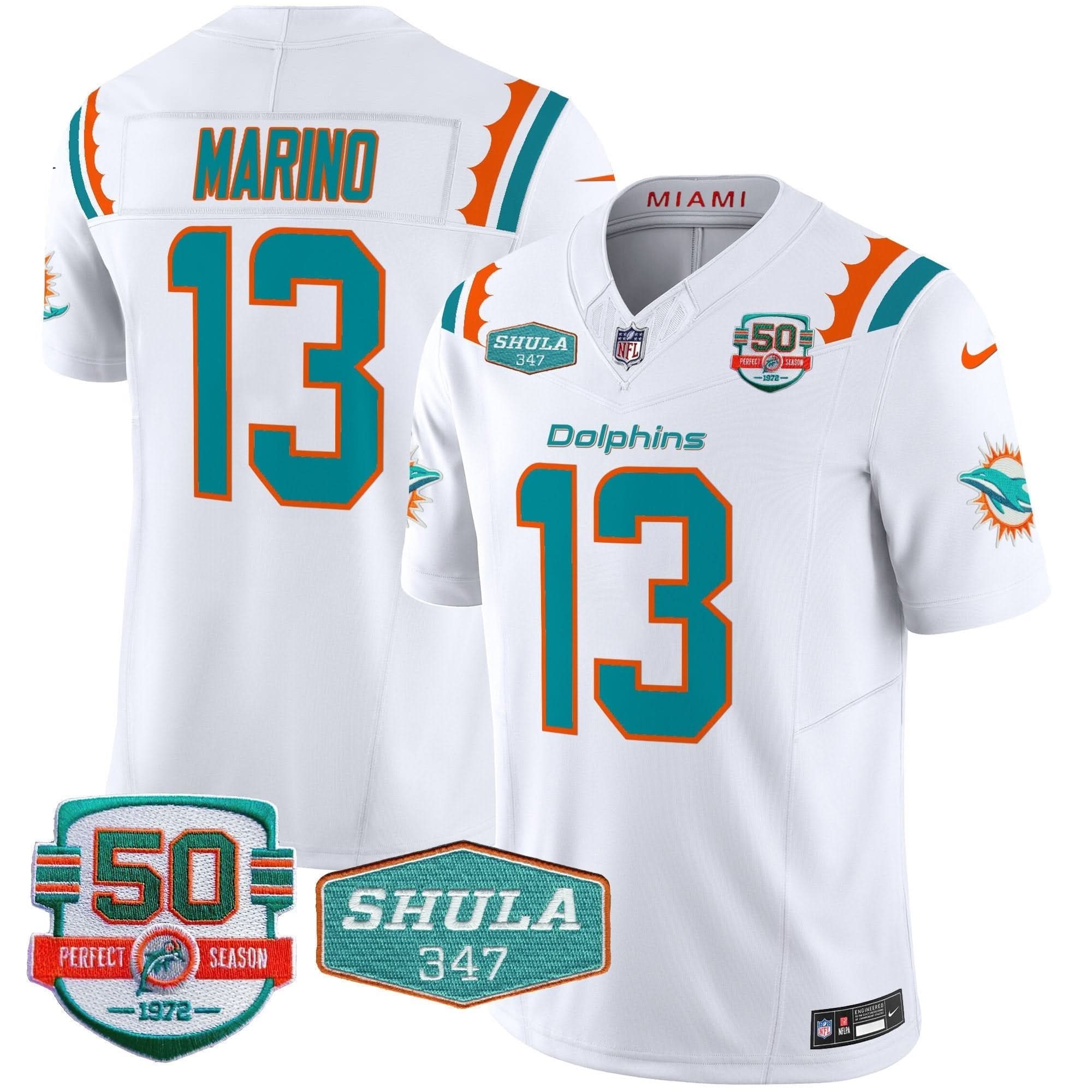 MIA 50th & Don Shula 347 Memorial Patch Vapor Limited Jersey