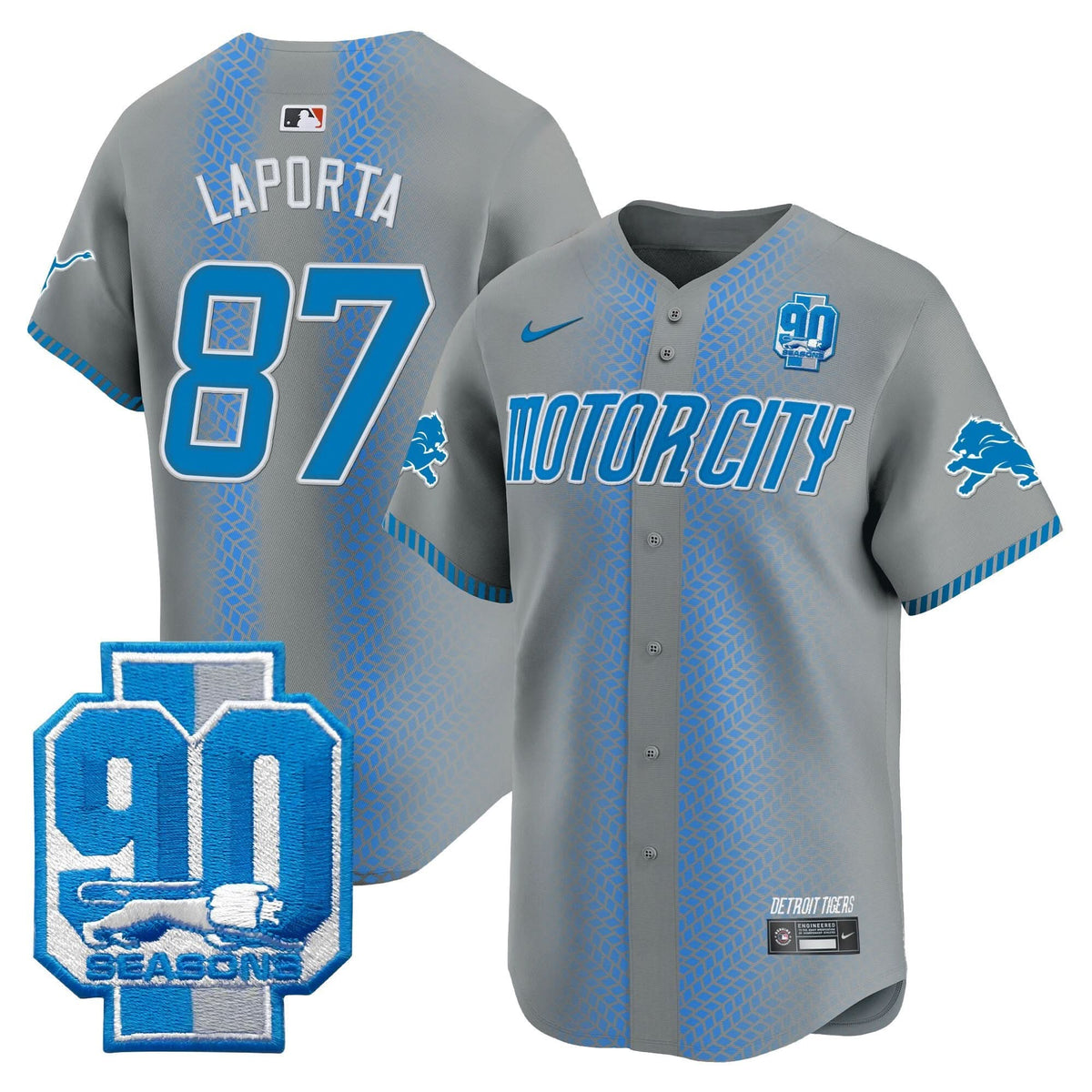 DET 90th Year Patch Vapor Premier Limited Jersey - All Stitched