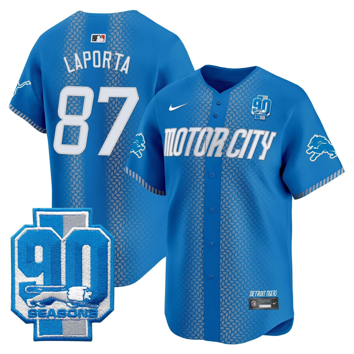 DET 90th Year Patch Vapor Premier Limited Jersey - All Stitched