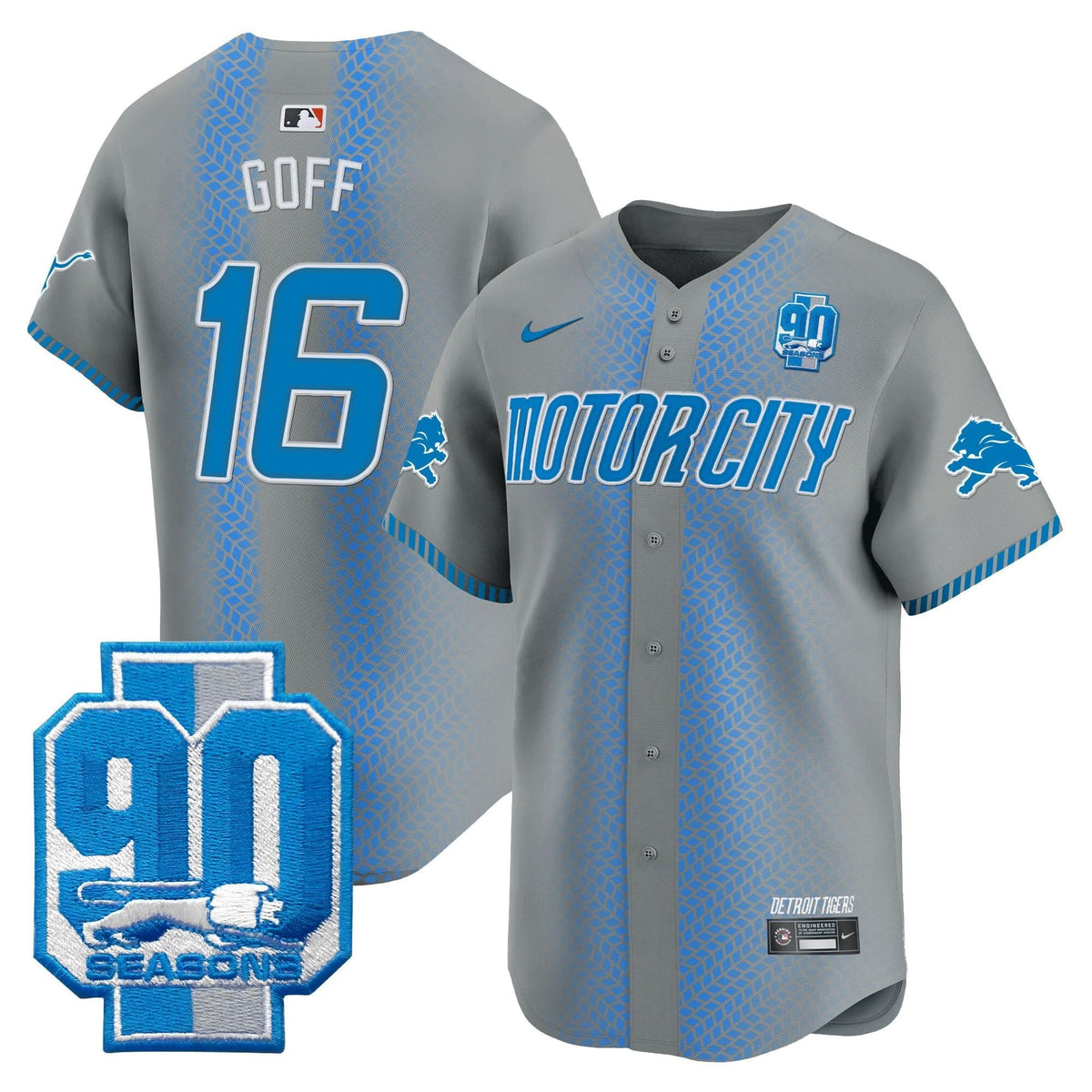 DET 90th Year Patch Vapor Premier Limited Jersey - All Stitched
