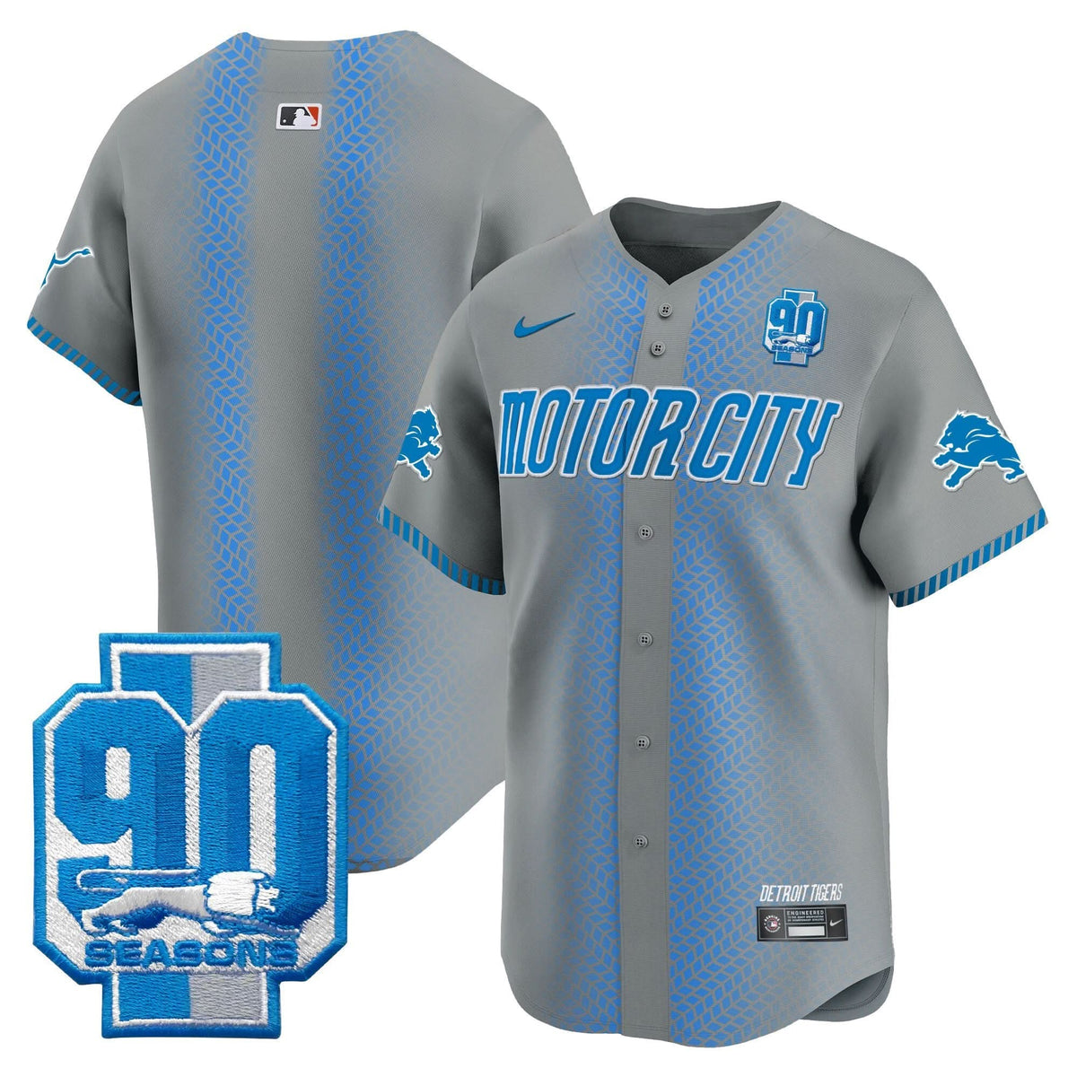 DET 90th Year Patch Vapor Premier Limited Jersey - All Stitched