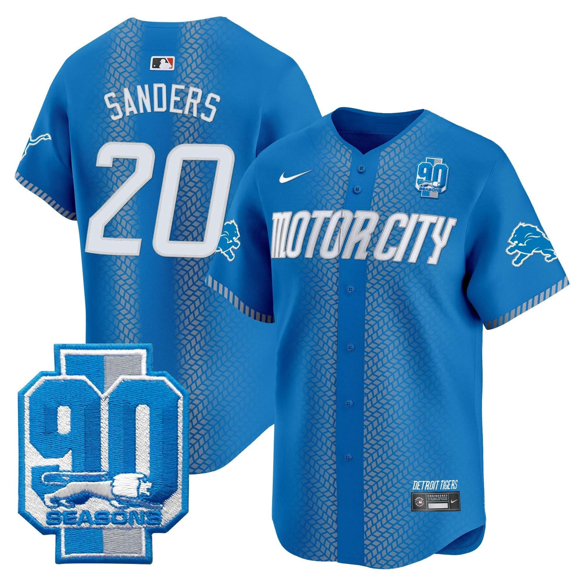 DET 90th Year Patch Vapor Premier Limited Jersey - All Stitched