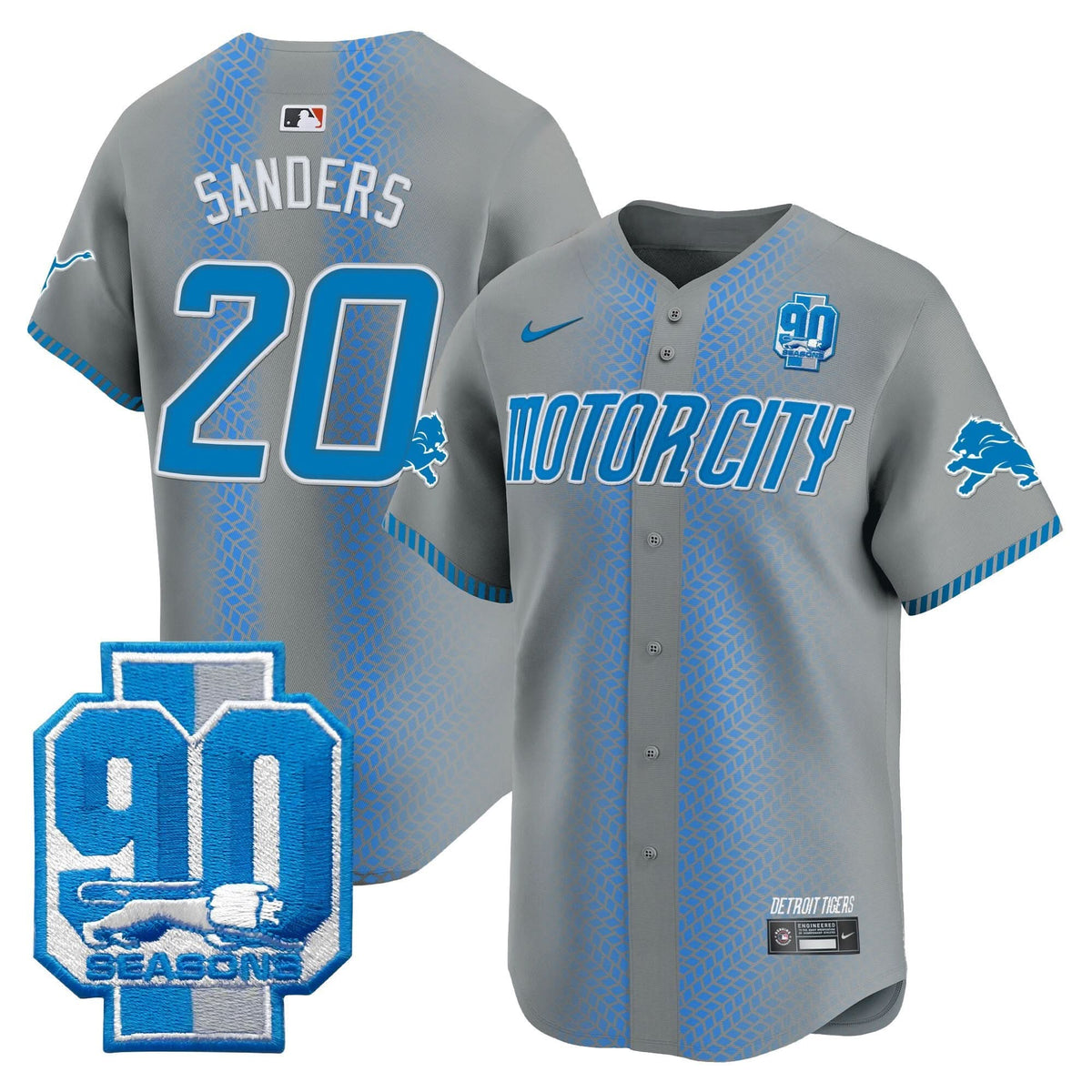 DET 90th Year Patch Vapor Premier Limited Jersey - All Stitched