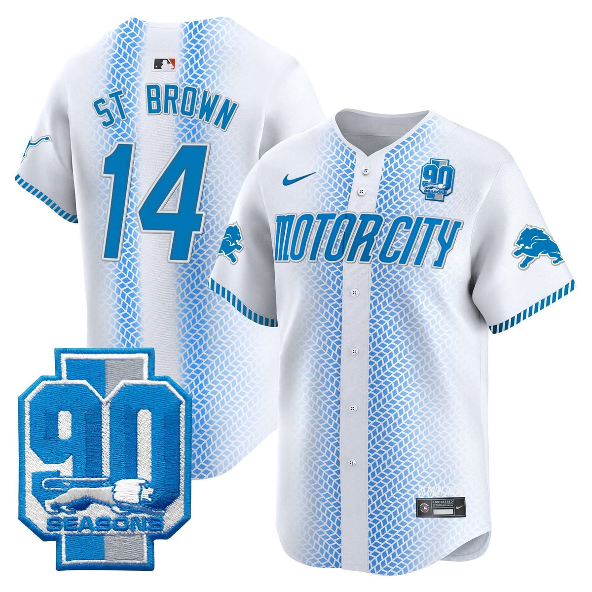 DET 90th Year Patch Vapor Premier Limited Jersey - All Stitched