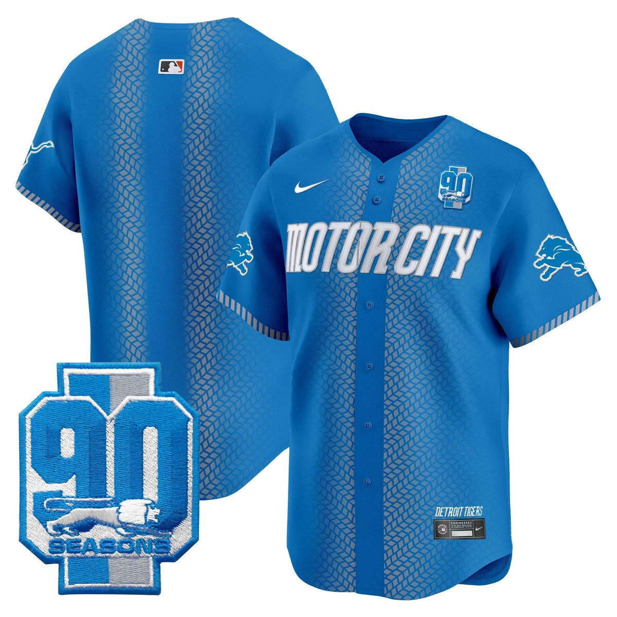 DET 90th Year Patch Vapor Premier Limited Jersey - All Stitched