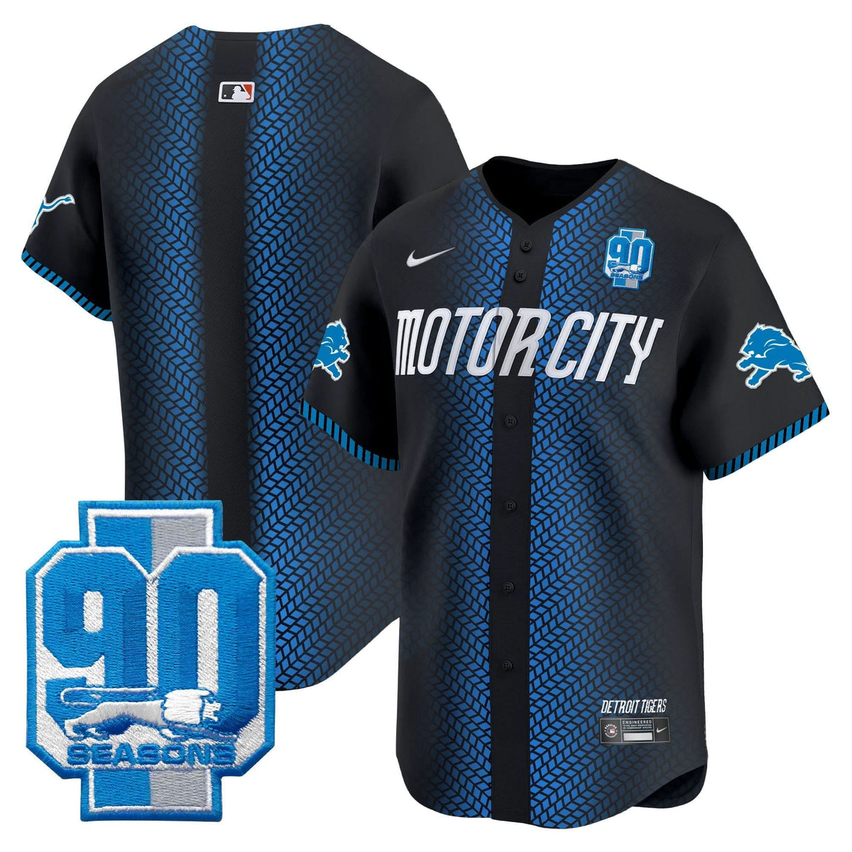 DET 90th Year Patch Vapor Premier Limited Jersey - All Stitched