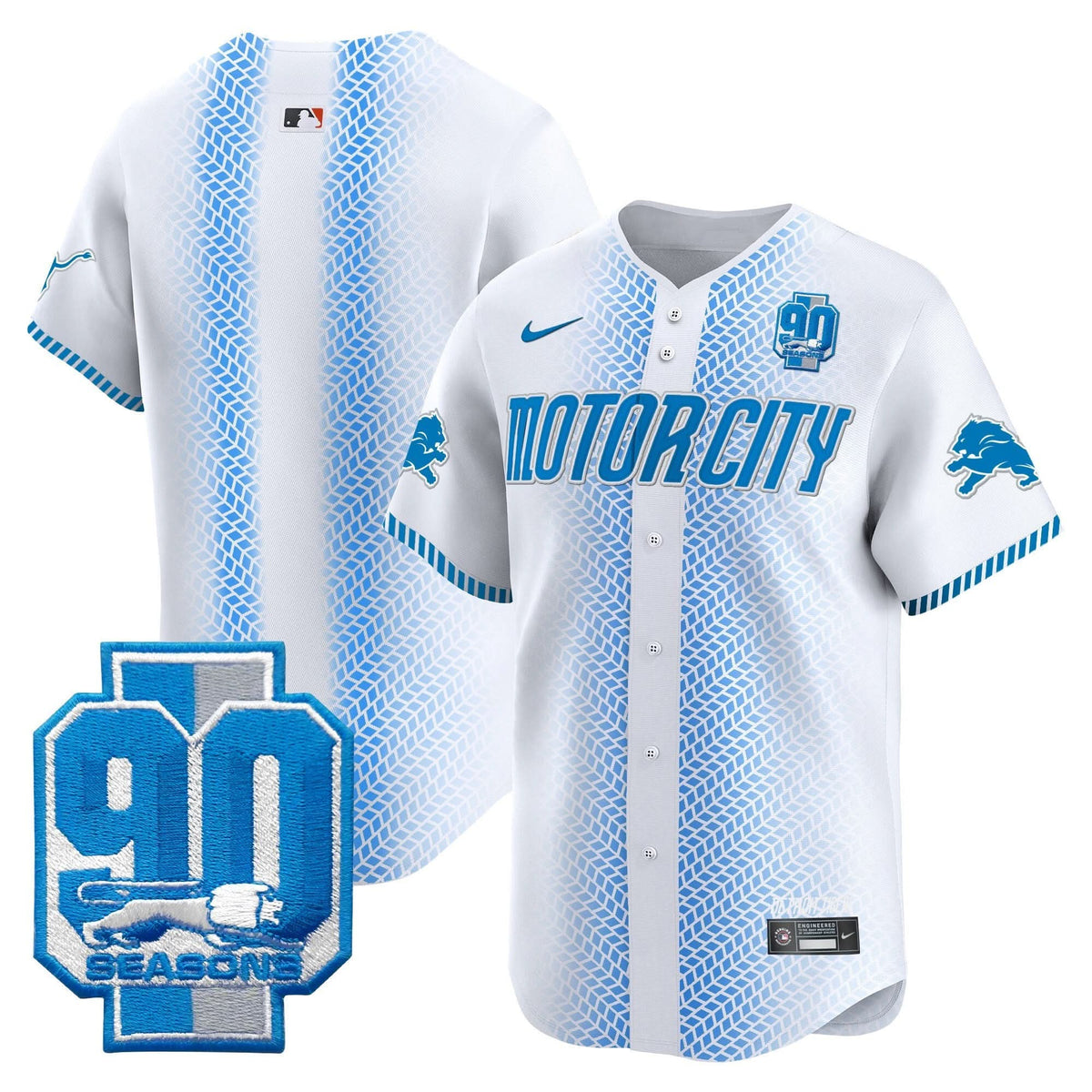 DET 90th Year Patch Vapor Premier Limited Jersey - All Stitched