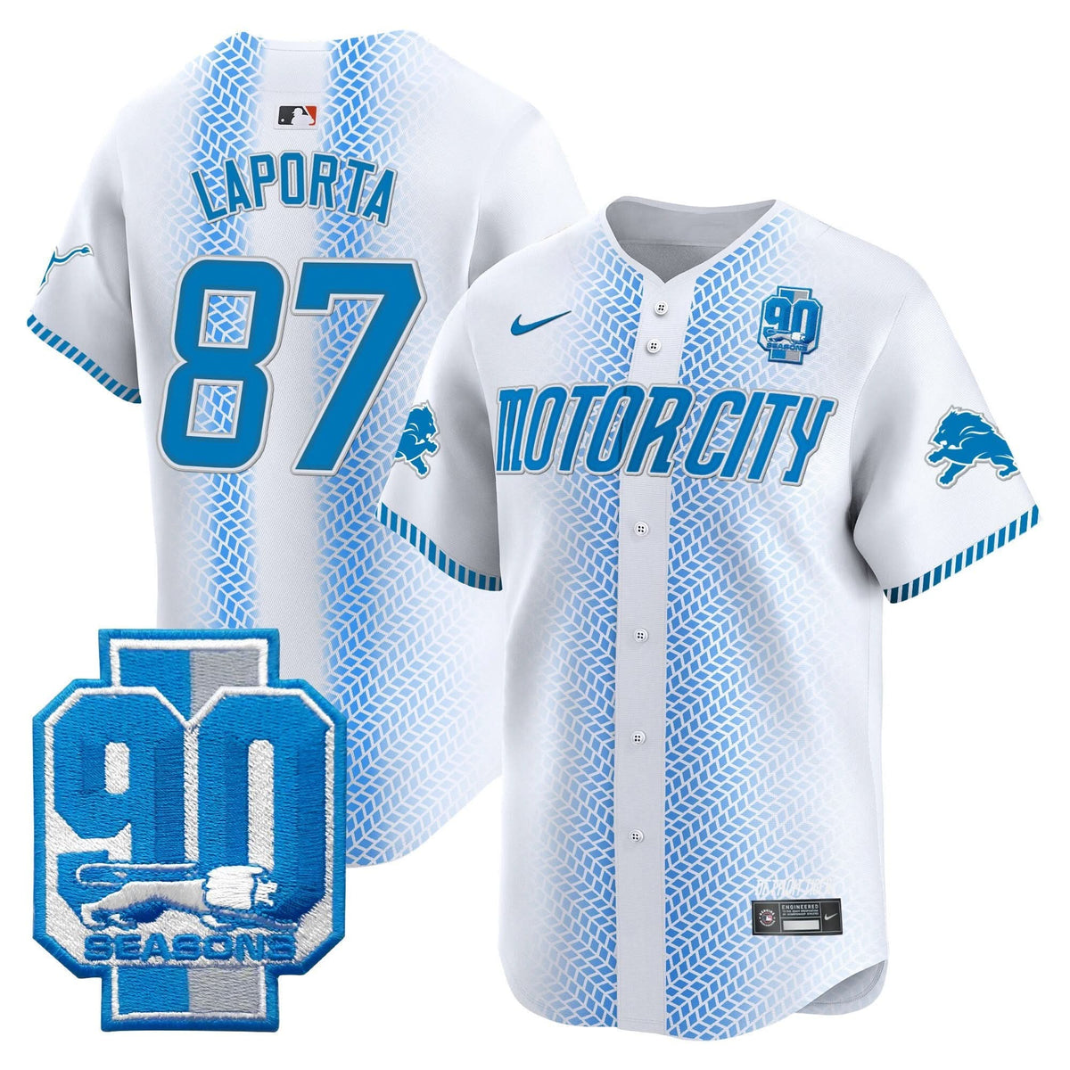 DET 90th Year Patch Vapor Premier Limited Jersey - All Stitched