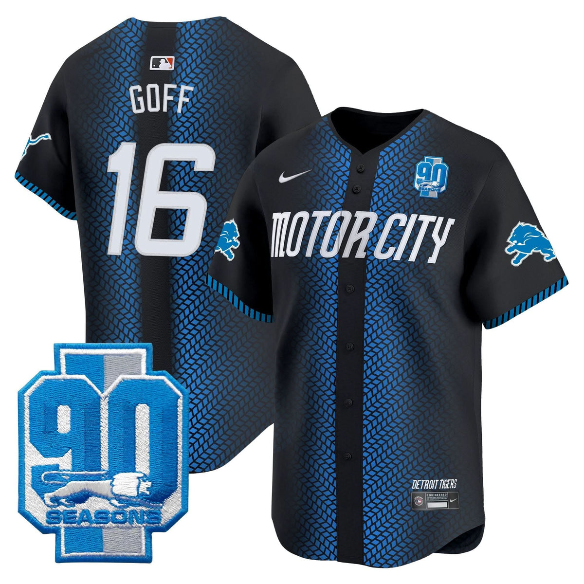 DET 90th Year Patch Vapor Premier Limited Jersey - All Stitched