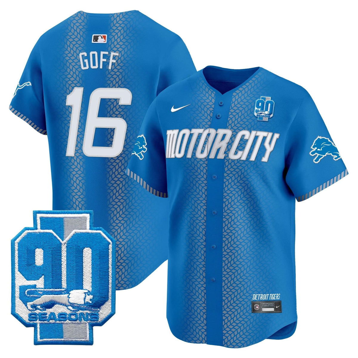 DET 90th Year Patch Vapor Premier Limited Jersey - All Stitched