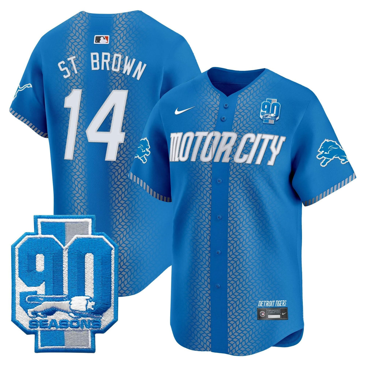 DET 90th Year Patch Vapor Premier Limited Jersey - All Stitched