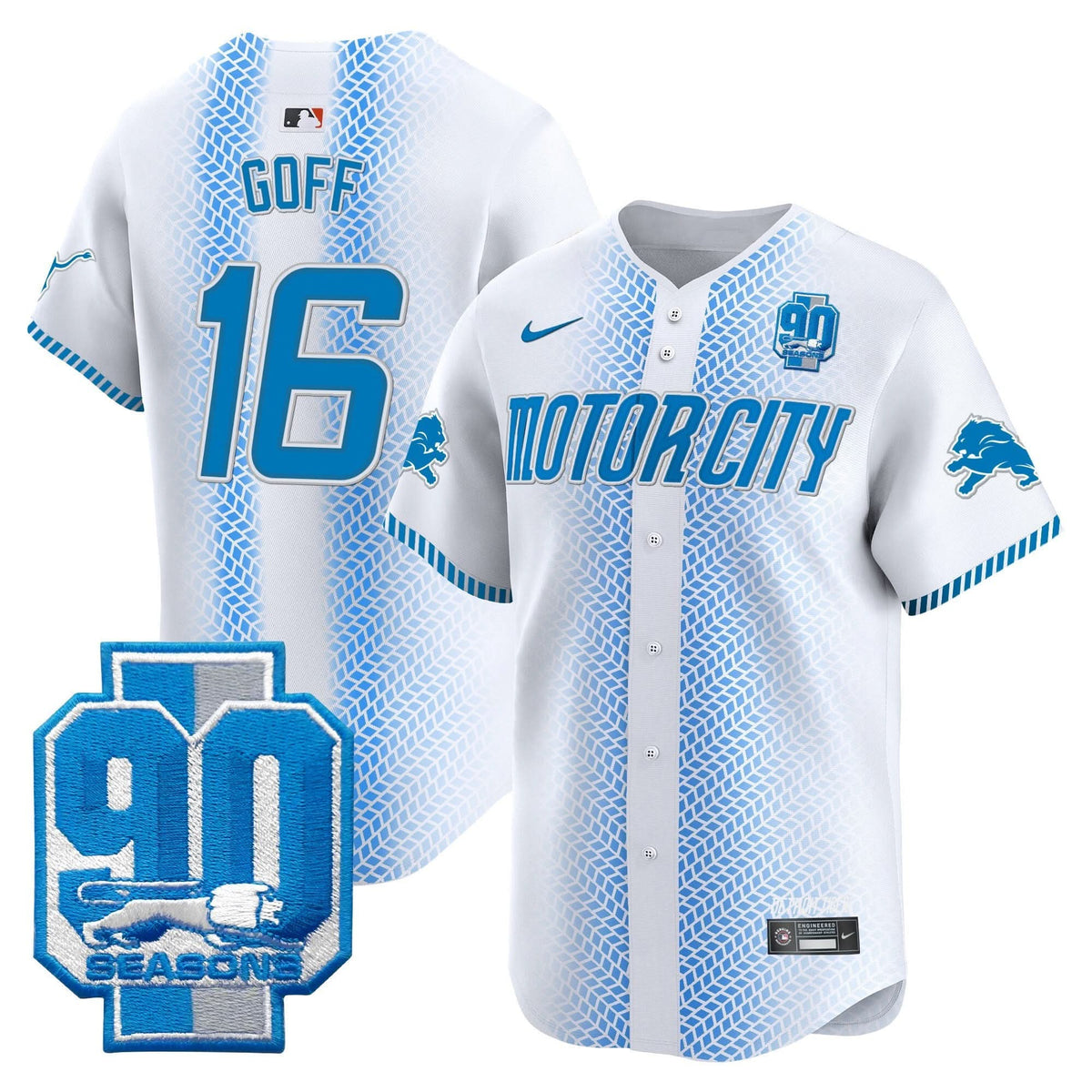 DET 90th Year Patch Vapor Premier Limited Jersey - All Stitched