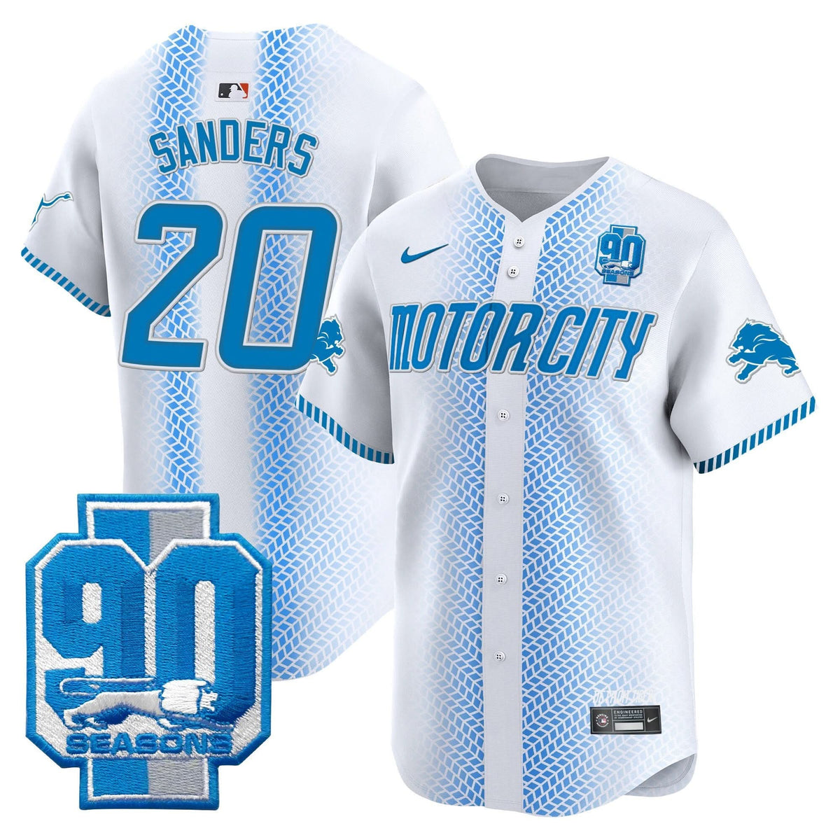 DET 90th Year Patch Vapor Premier Limited Jersey - All Stitched