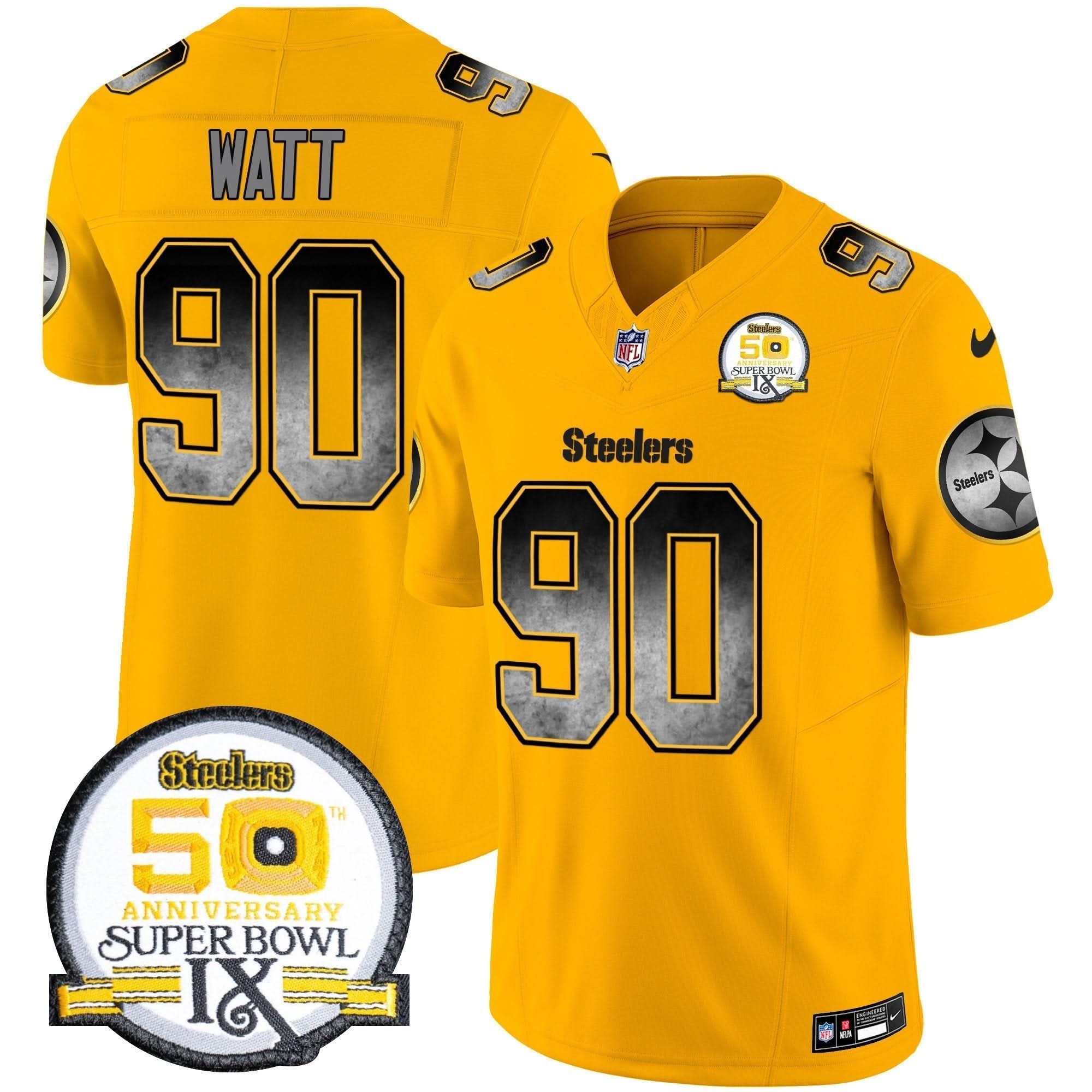 PIT Arch Smoke 50th Anniversary Of Super Bowl IX Patch Vapor Limited Jersey