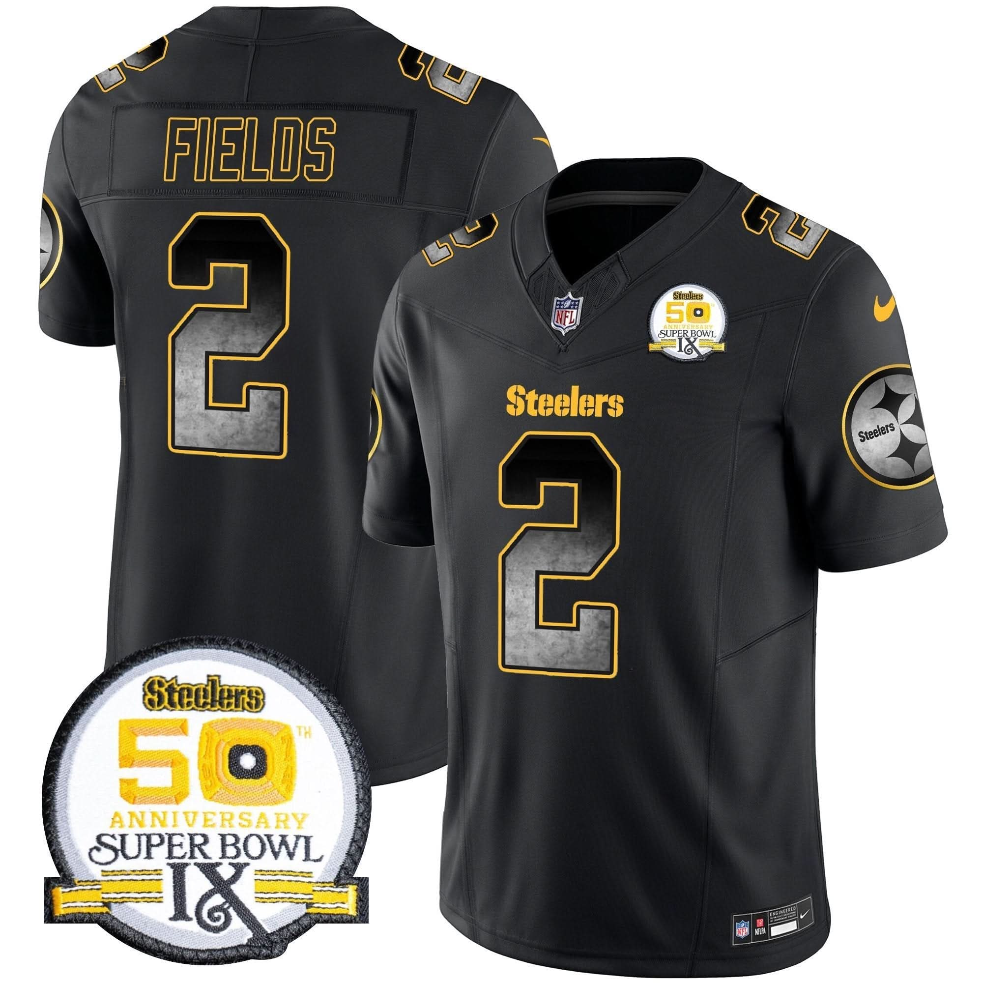 PIT Arch Smoke 50th Anniversary Of Super Bowl IX Patch Vapor Limited Jersey