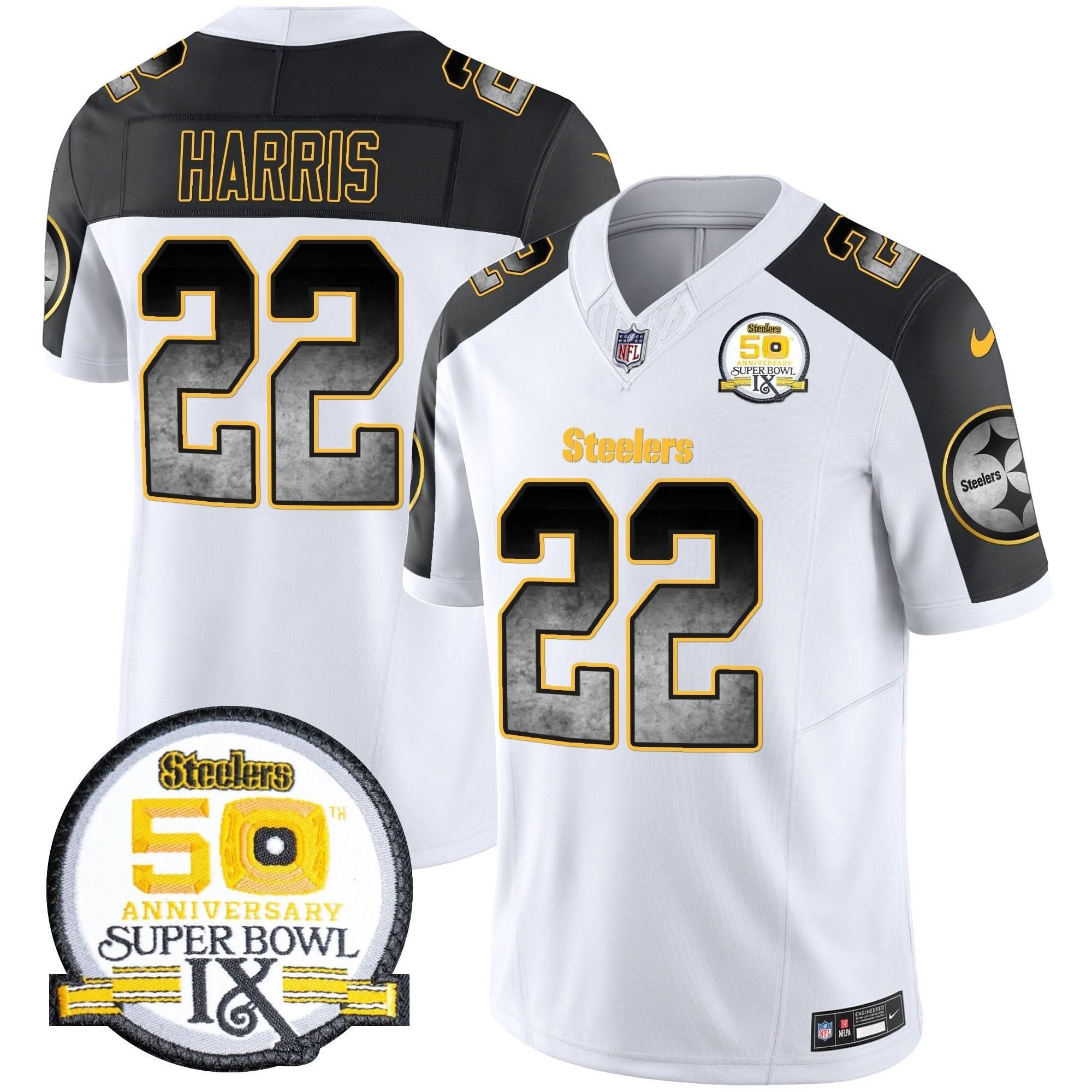 PIT Arch Smoke 50th Anniversary Of Super Bowl IX Patch Vapor Limited Jersey