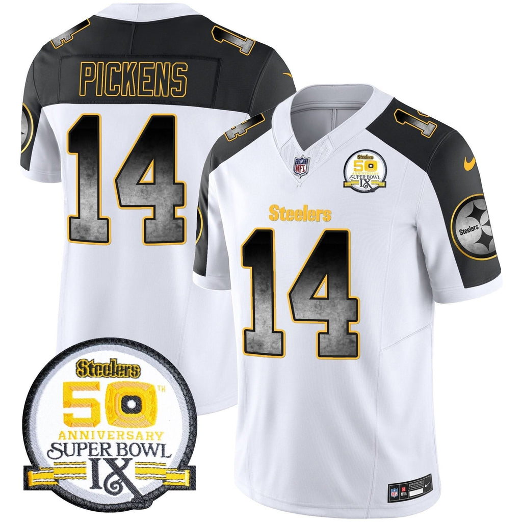 PIT Arch Smoke 50th Anniversary Of Super Bowl IX Patch Vapor Limited Jersey