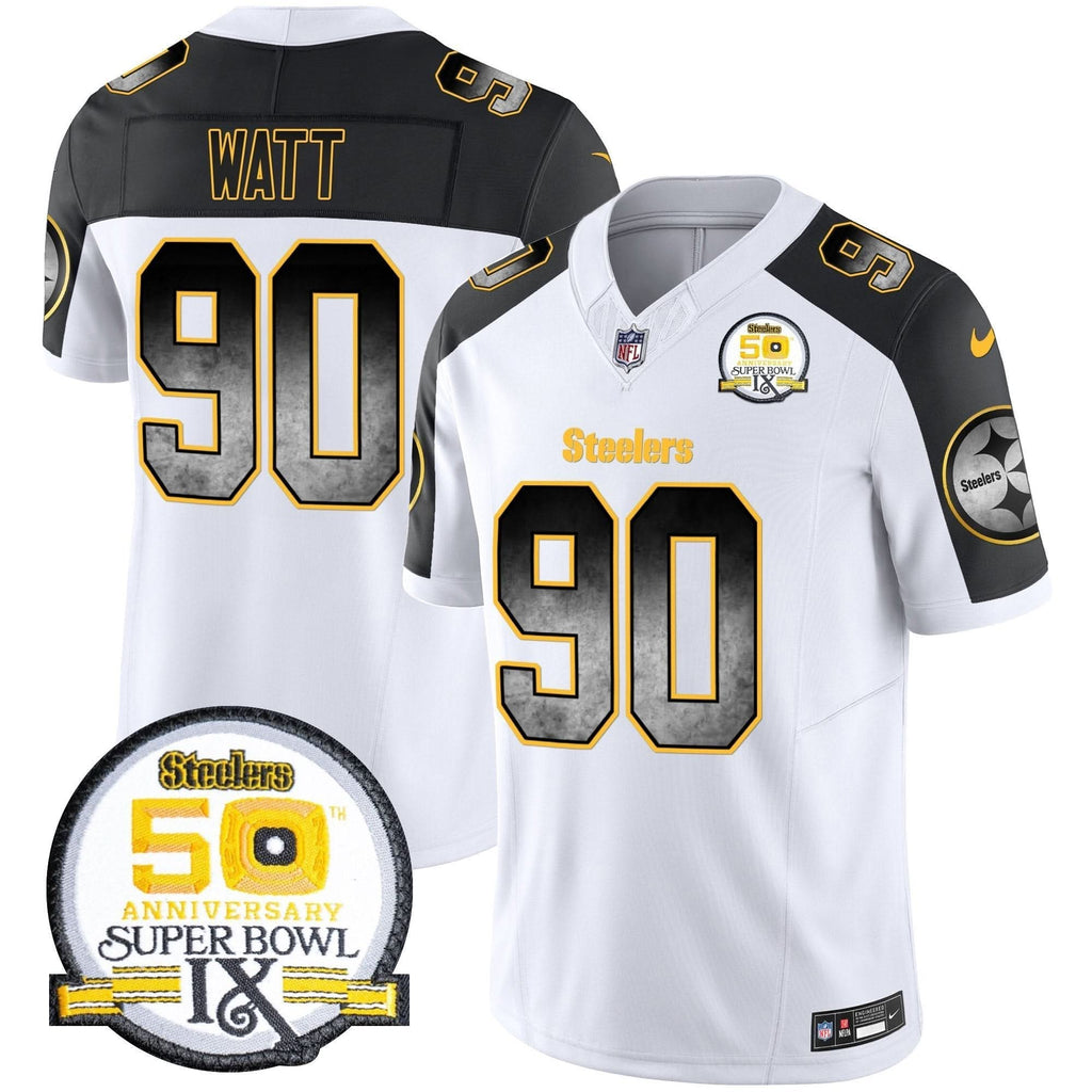 PIT Arch Smoke 50th Anniversary Of Super Bowl IX Patch Vapor Limited Jersey