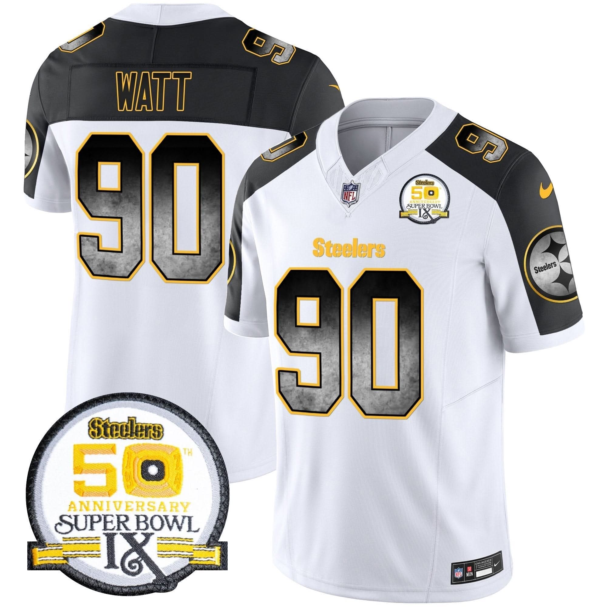 PIT Arch Smoke 50th Anniversary Of Super Bowl IX Patch Vapor Limited Jersey
