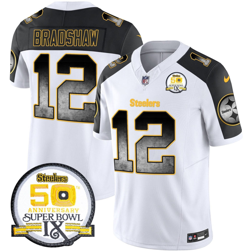 PIT Arch Smoke 50th Anniversary Of Super Bowl IX Patch Vapor Limited Jersey