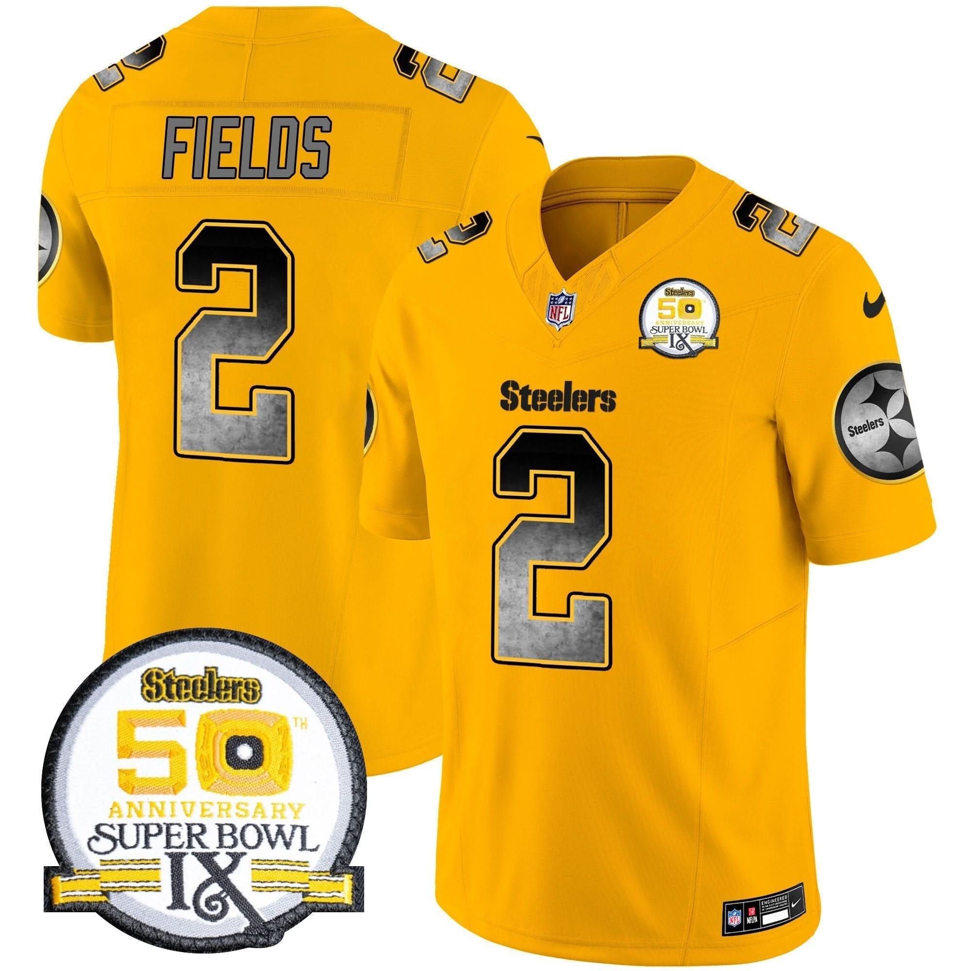 PIT Arch Smoke 50th Anniversary Of Super Bowl IX Patch Vapor Limited Jersey