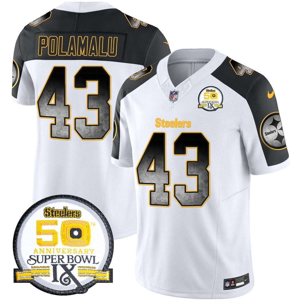 PIT Arch Smoke 50th Anniversary Of Super Bowl IX Patch Vapor Limited Jersey