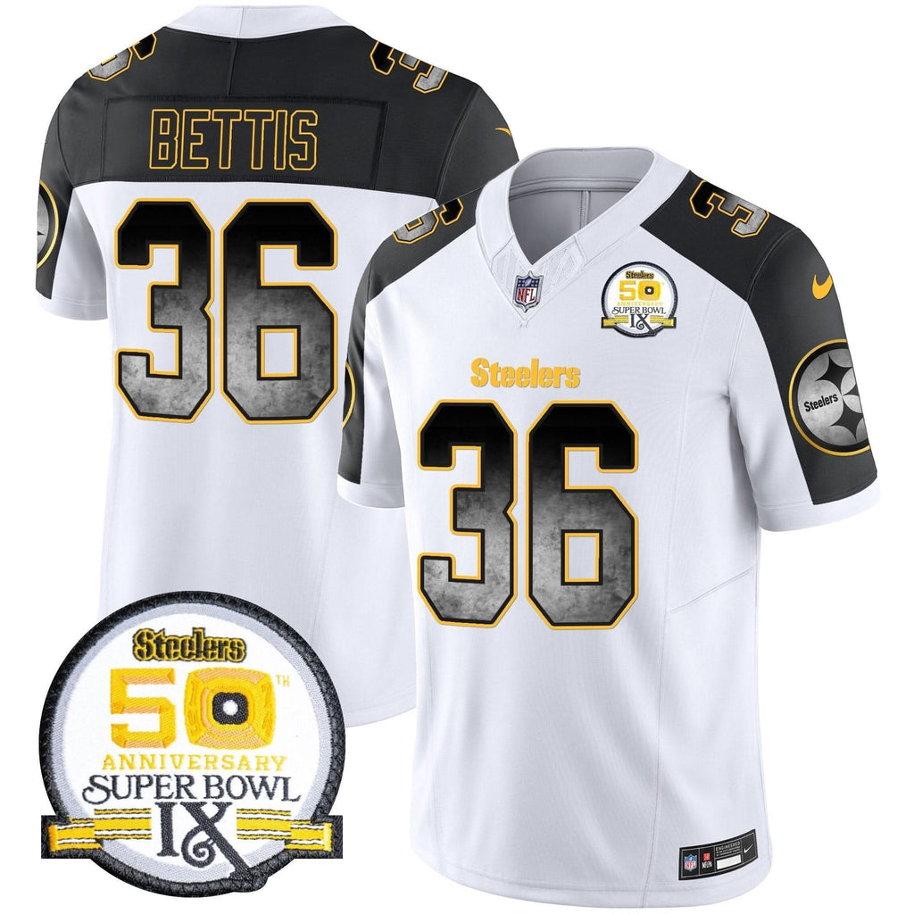 PIT Arch Smoke 50th Anniversary Of Super Bowl IX Patch Vapor Limited Jersey