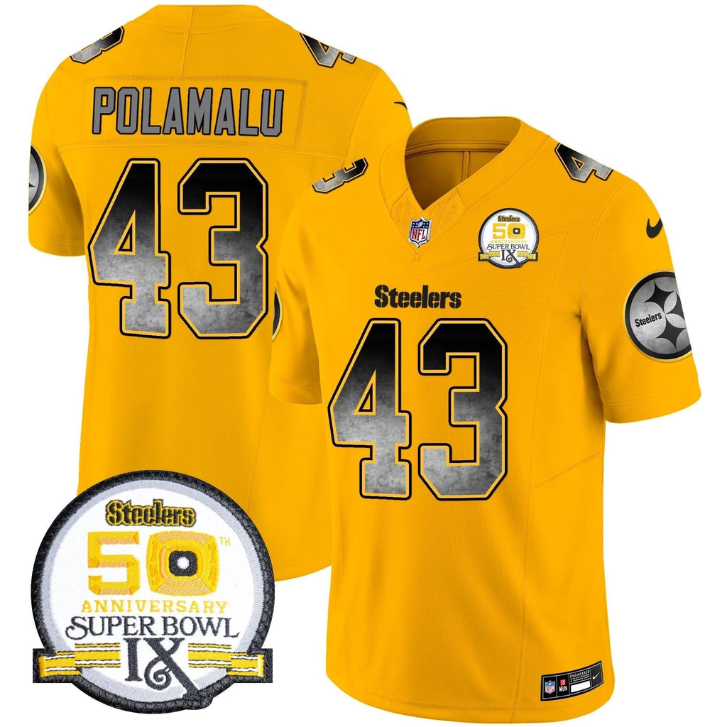 PIT Arch Smoke 50th Anniversary Of Super Bowl IX Patch Vapor Limited Jersey