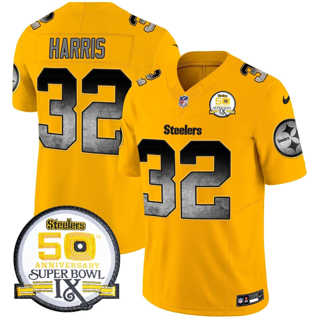 PIT Arch Smoke 50th Anniversary Of Super Bowl IX Patch Vapor Limited Jersey