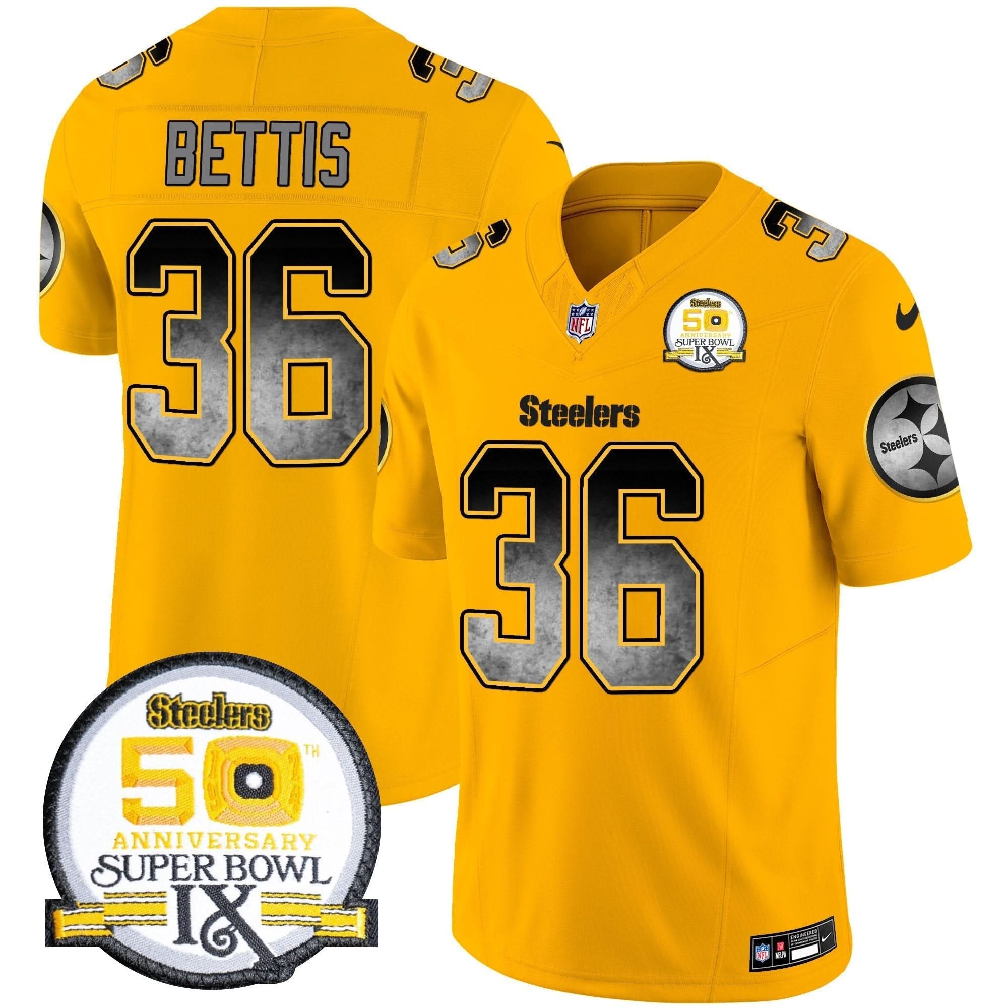 PIT Arch Smoke 50th Anniversary Of Super Bowl IX Patch Vapor Limited Jersey