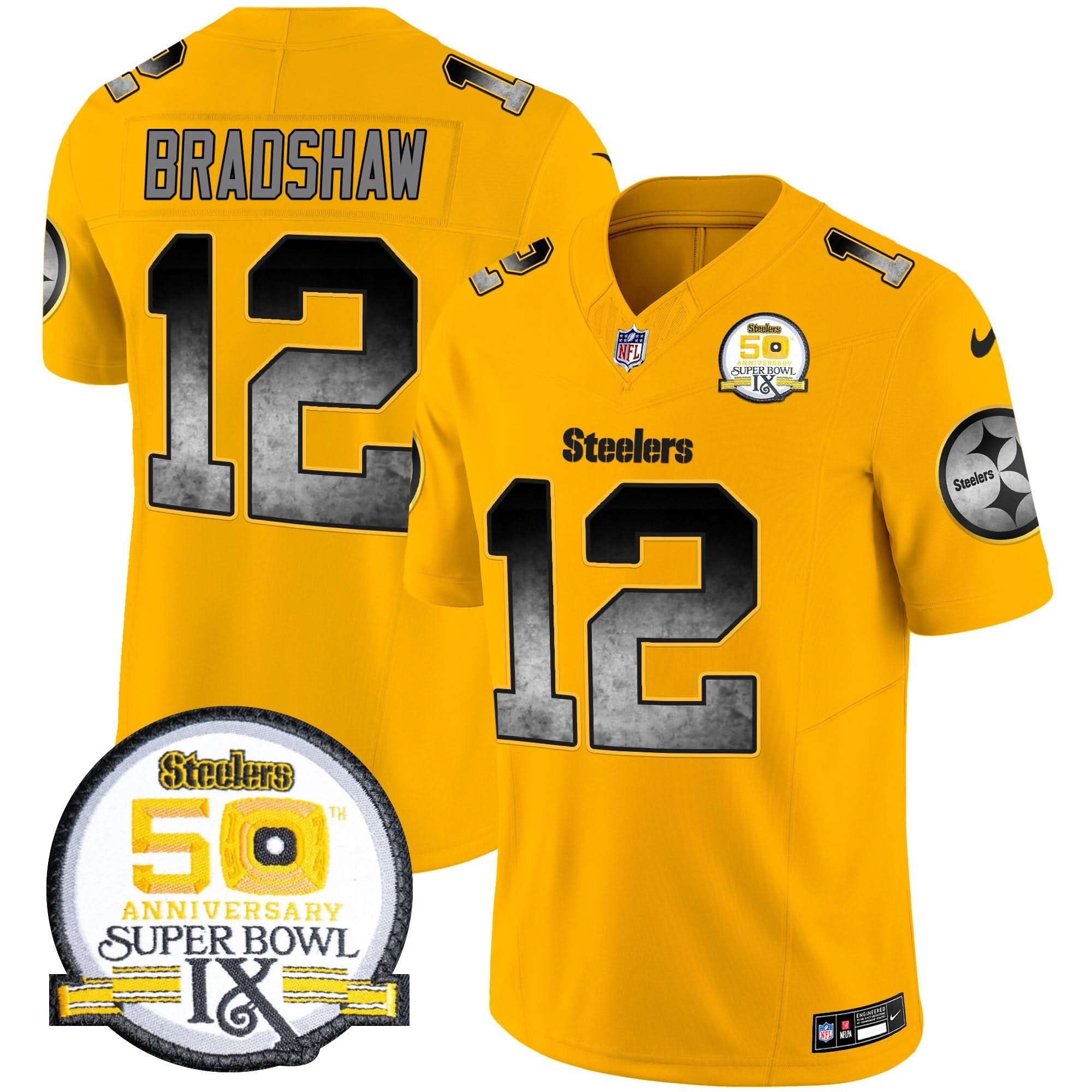 PIT Arch Smoke 50th Anniversary Of Super Bowl IX Patch Vapor Limited Jersey