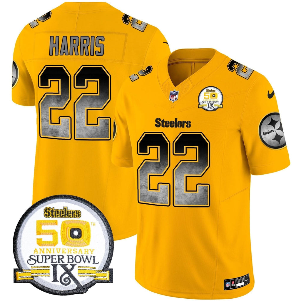 PIT Arch Smoke 50th Anniversary Of Super Bowl IX Patch Vapor Limited Jersey