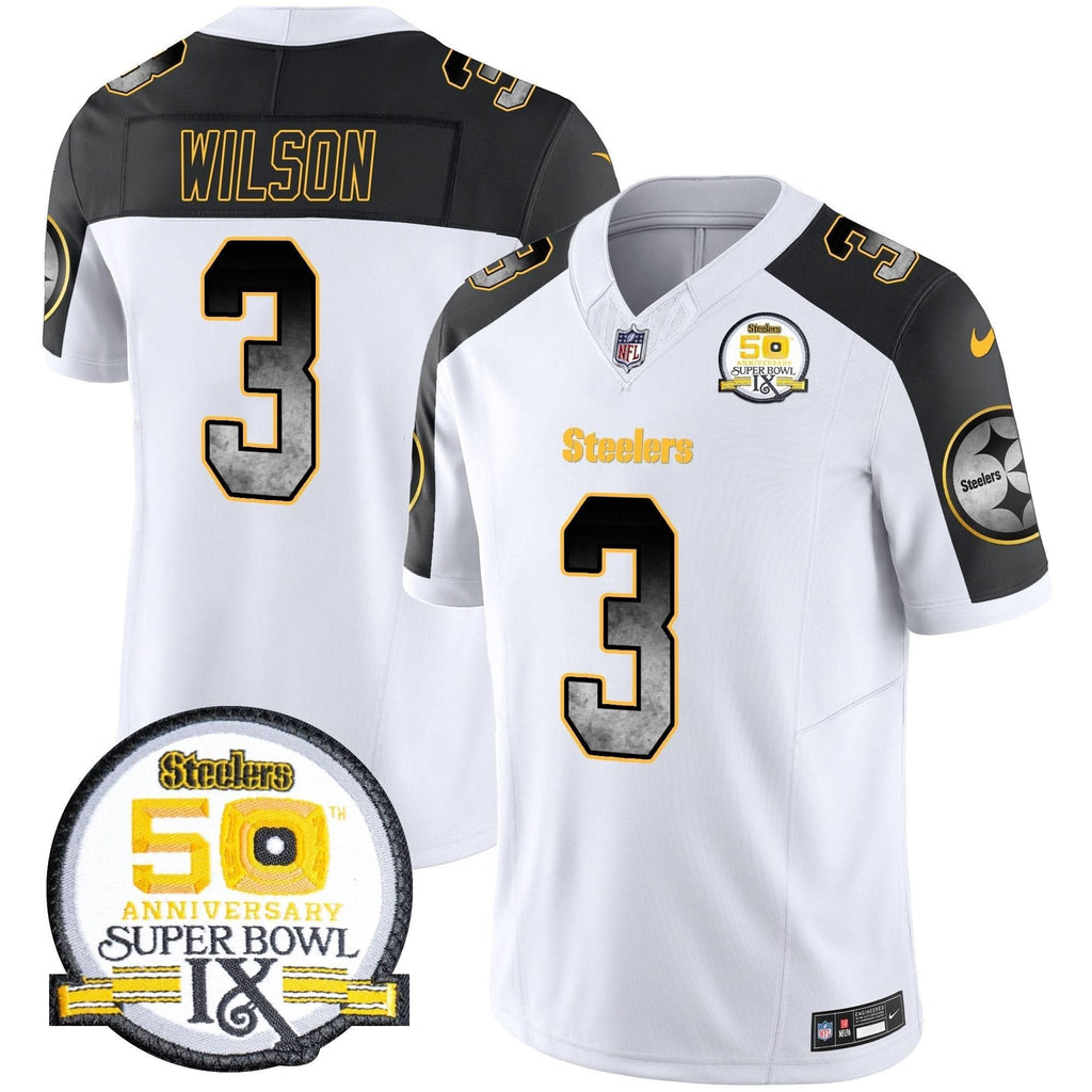 PIT Arch Smoke 50th Anniversary Of Super Bowl IX Patch Vapor Limited Jersey