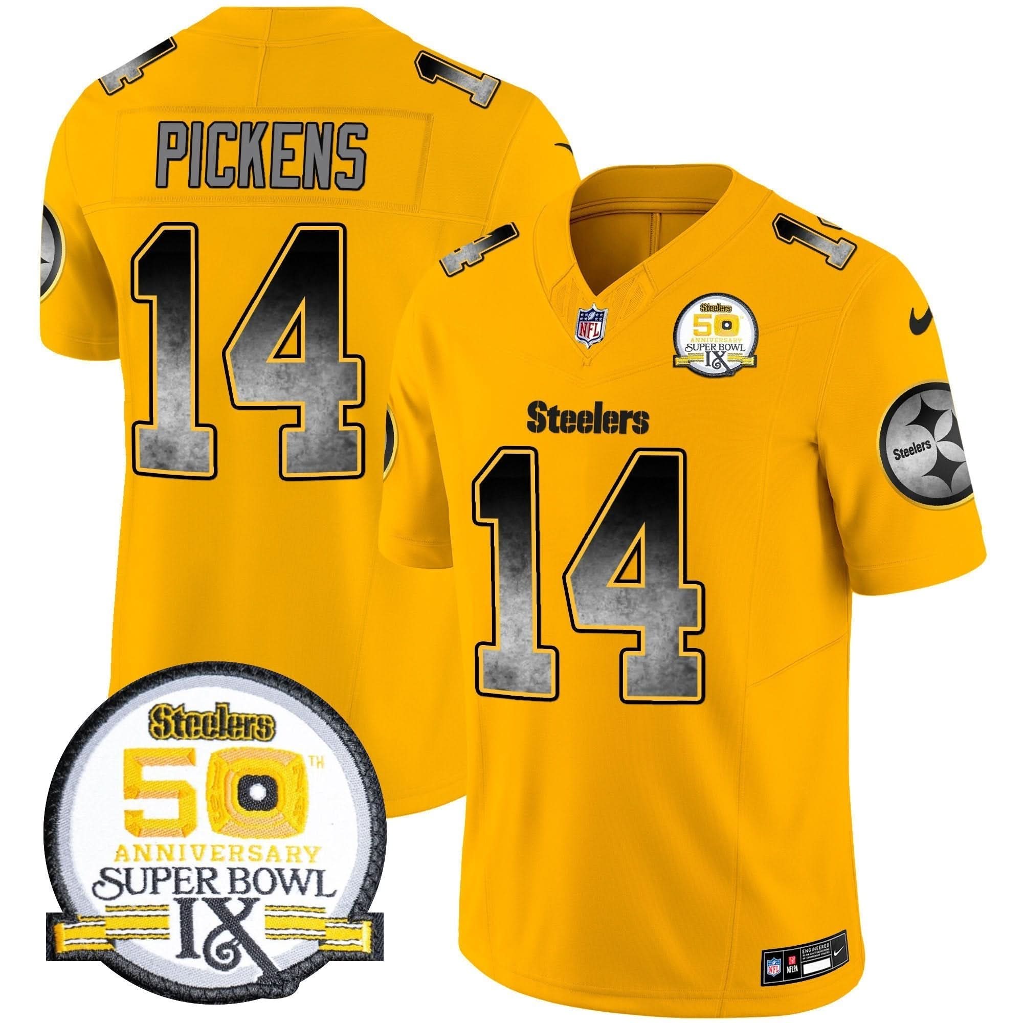 PIT Arch Smoke 50th Anniversary Of Super Bowl IX Patch Vapor Limited Jersey