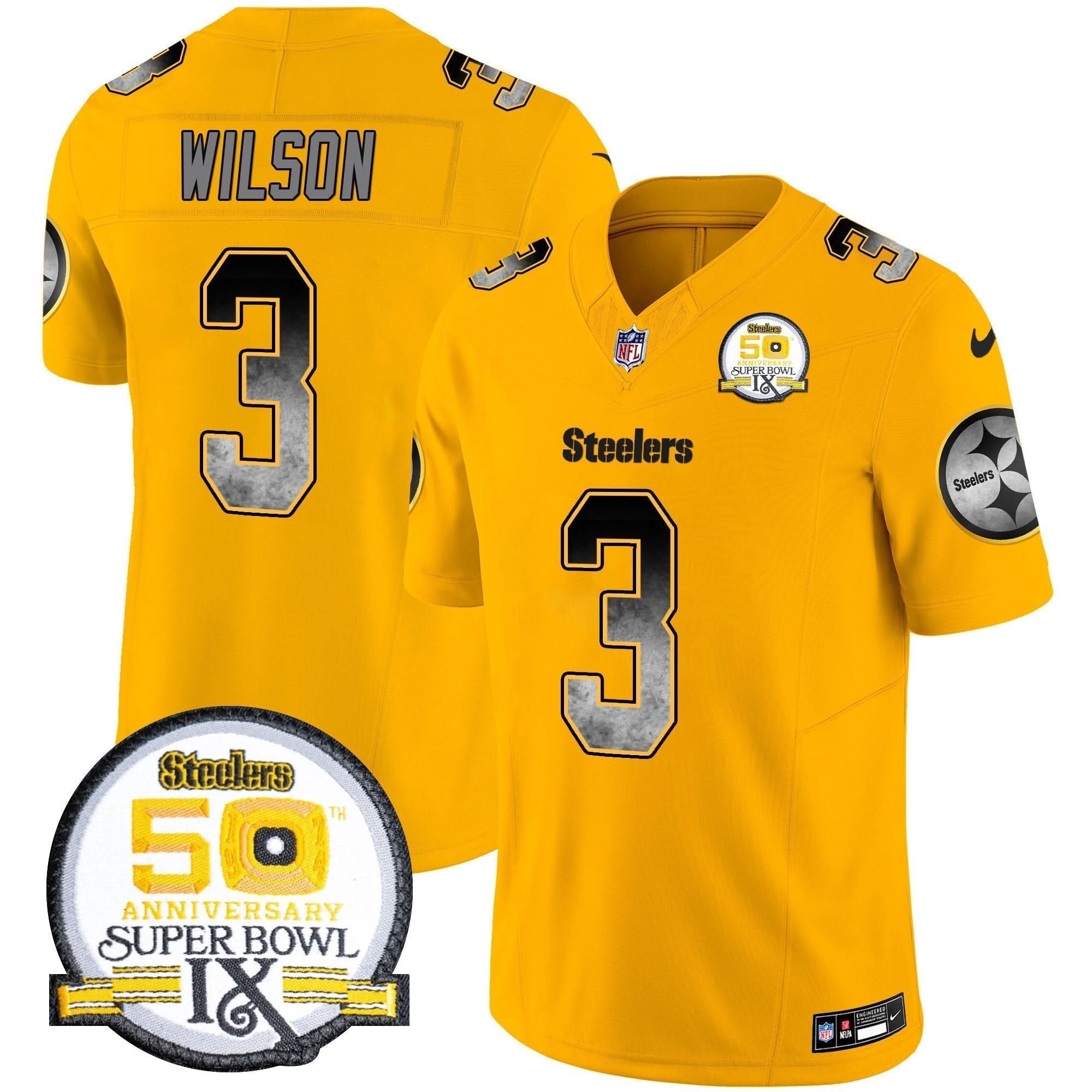 PIT Arch Smoke 50th Anniversary Of Super Bowl IX Patch Vapor Limited Jersey