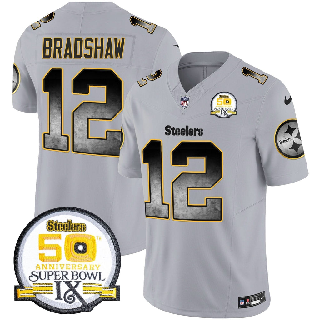 PIT Arch Smoke 50th Anniversary Of Super Bowl IX Patch Vapor Limited Jersey