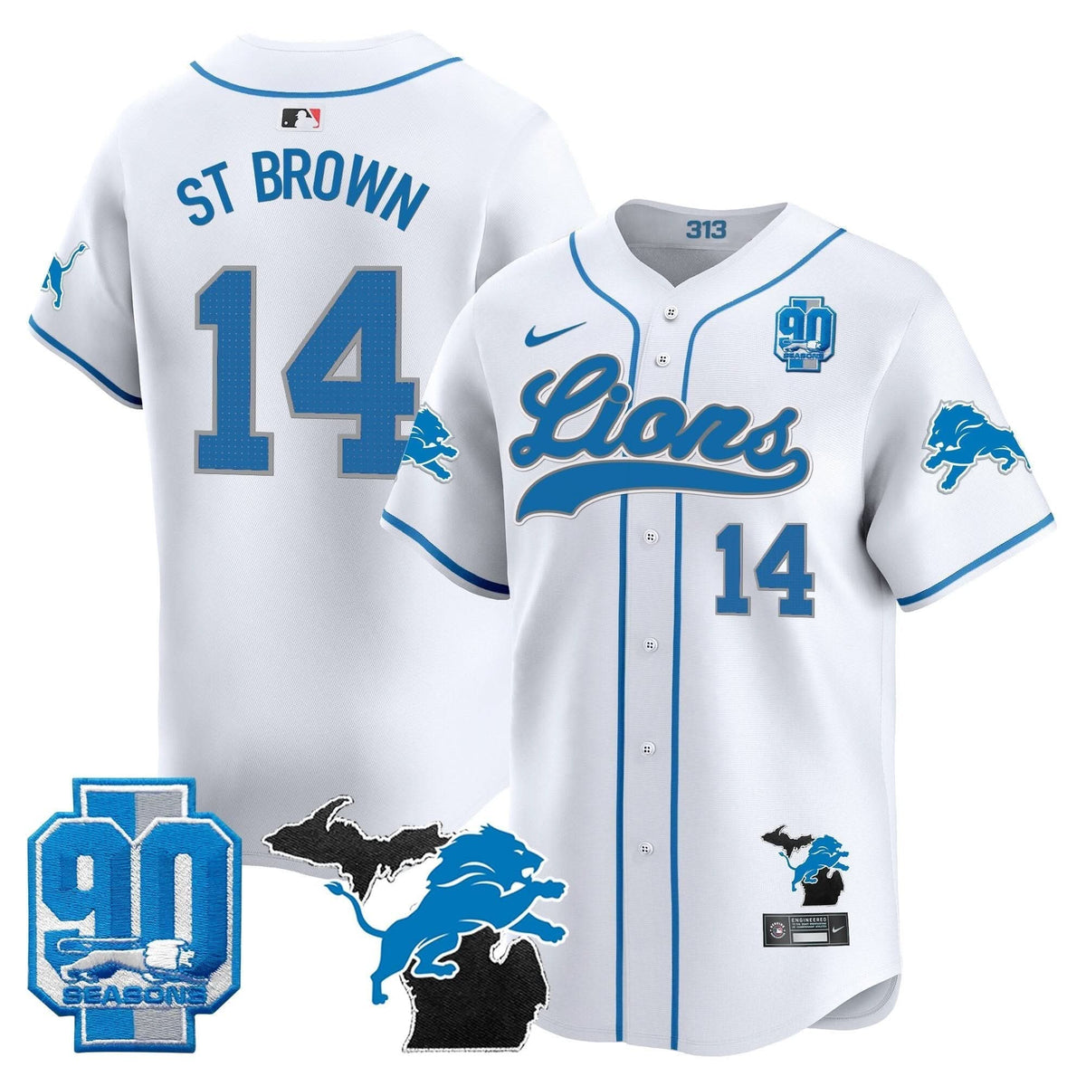DET 2024 Michigan & 90th Season Patch Baseball Jersey - All Stitched