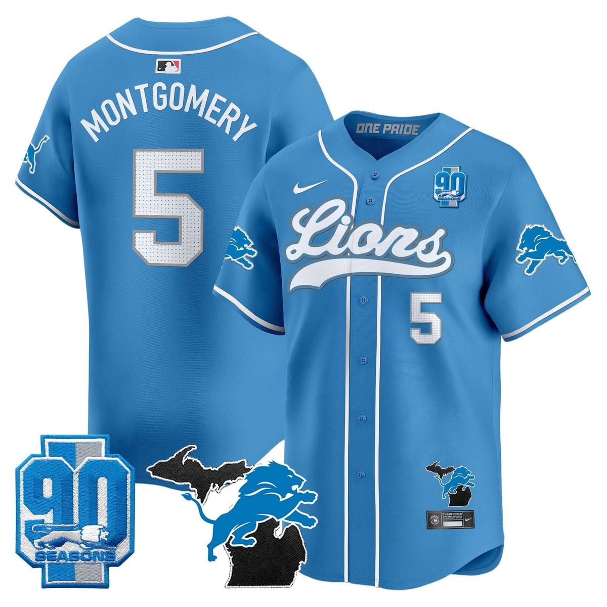DET 2024 Michigan & 90th Season Patch Baseball Jersey - All Stitched