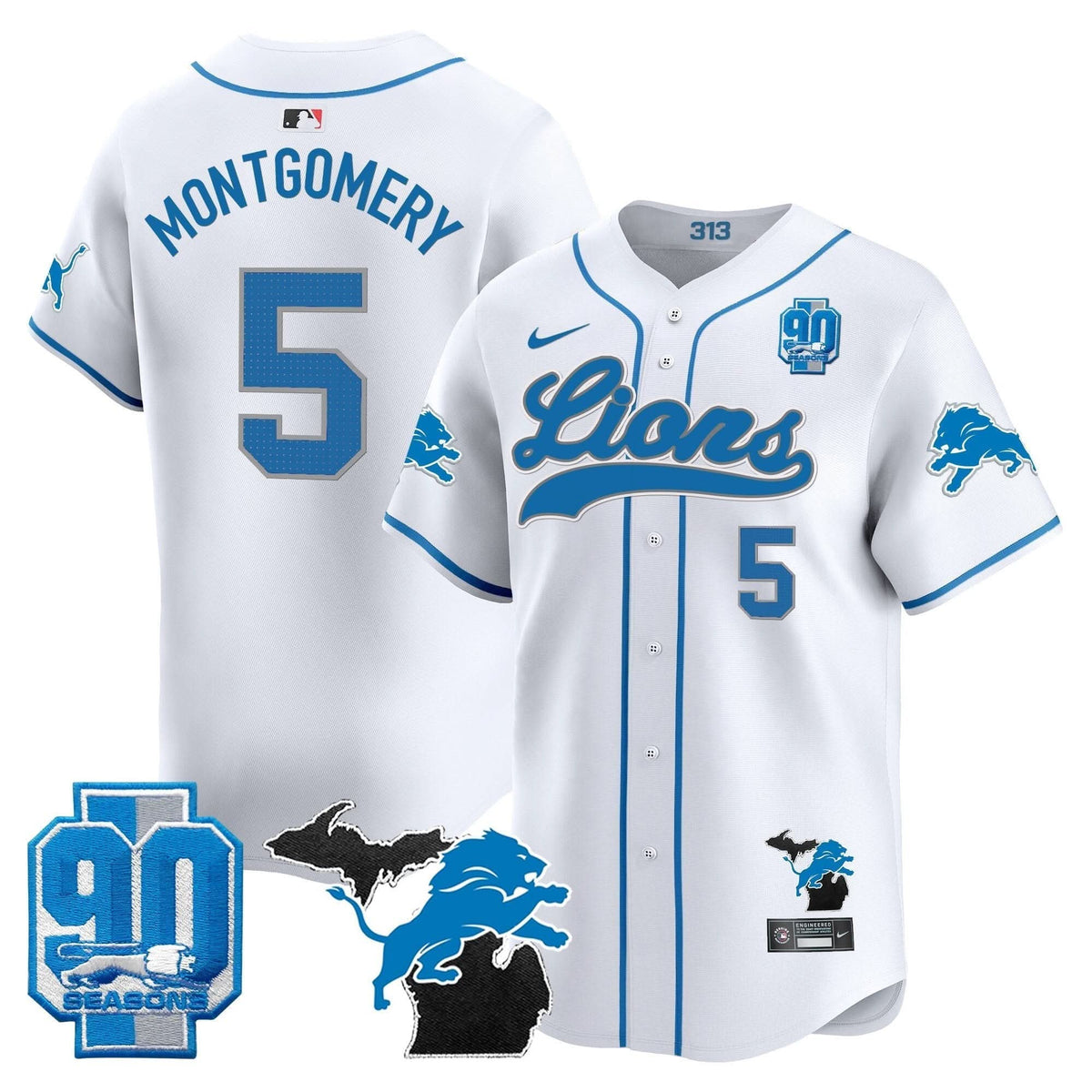 DET 2024 Michigan & 90th Season Patch Baseball Jersey - All Stitched