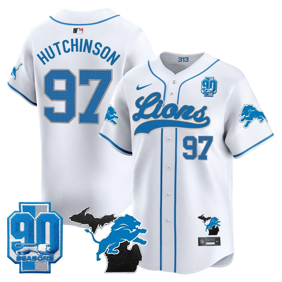 DET 2024 Michigan & 90th Season Patch Baseball Jersey - All Stitched