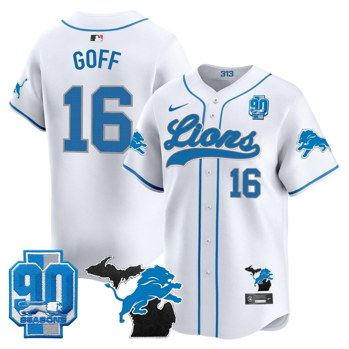 DET 2024 Michigan & 90th Season Patch Baseball Jersey - All Stitched